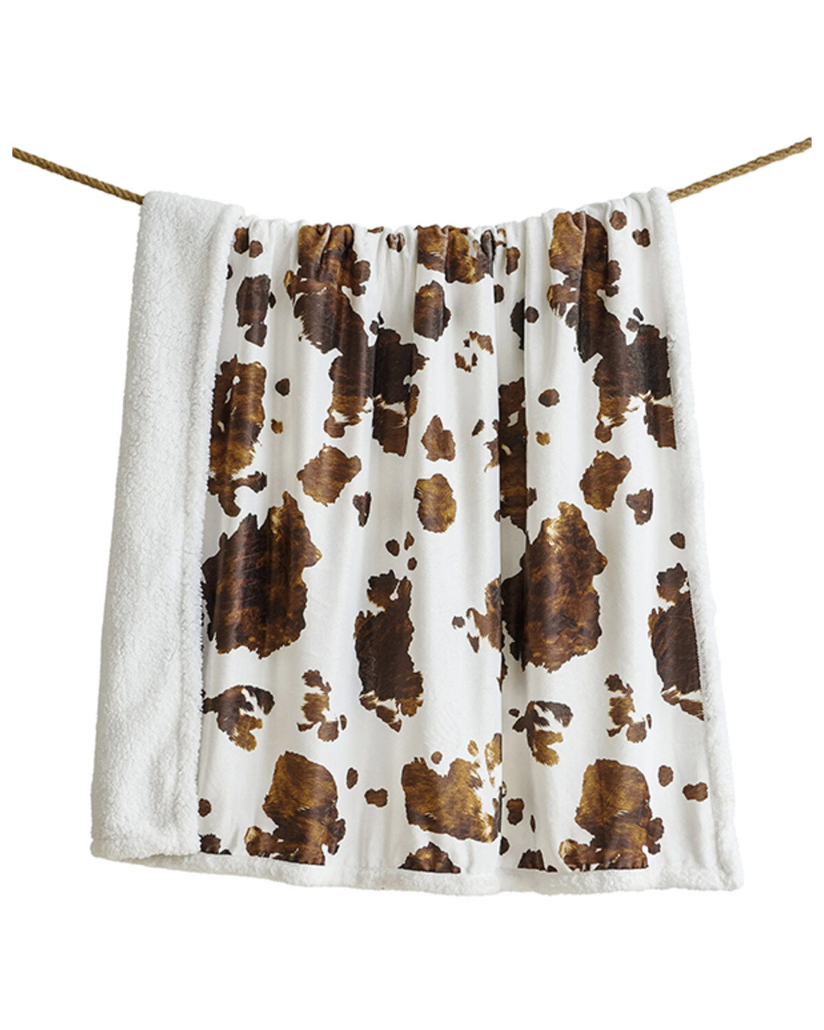 HiEnd Accents Elsa Cowhide Campfire Sherpa Throw