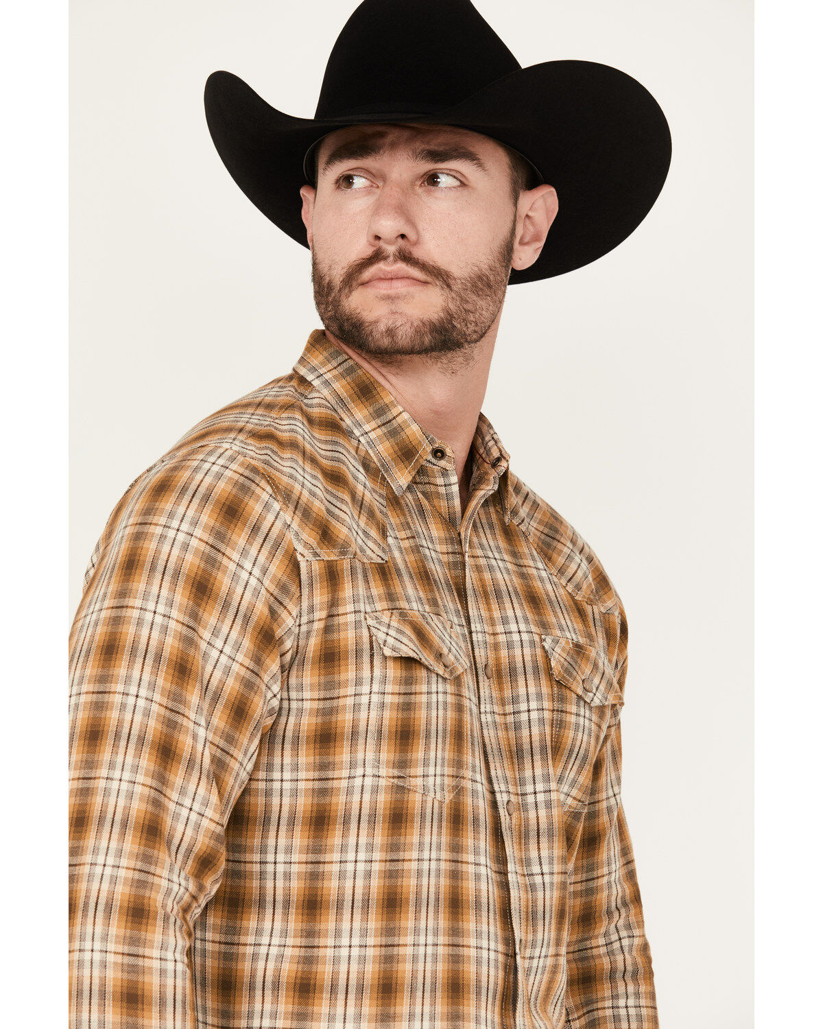 Blue Ranchwear Men's Tustin Plaid Print Long Sleeve Snap Work Shirt