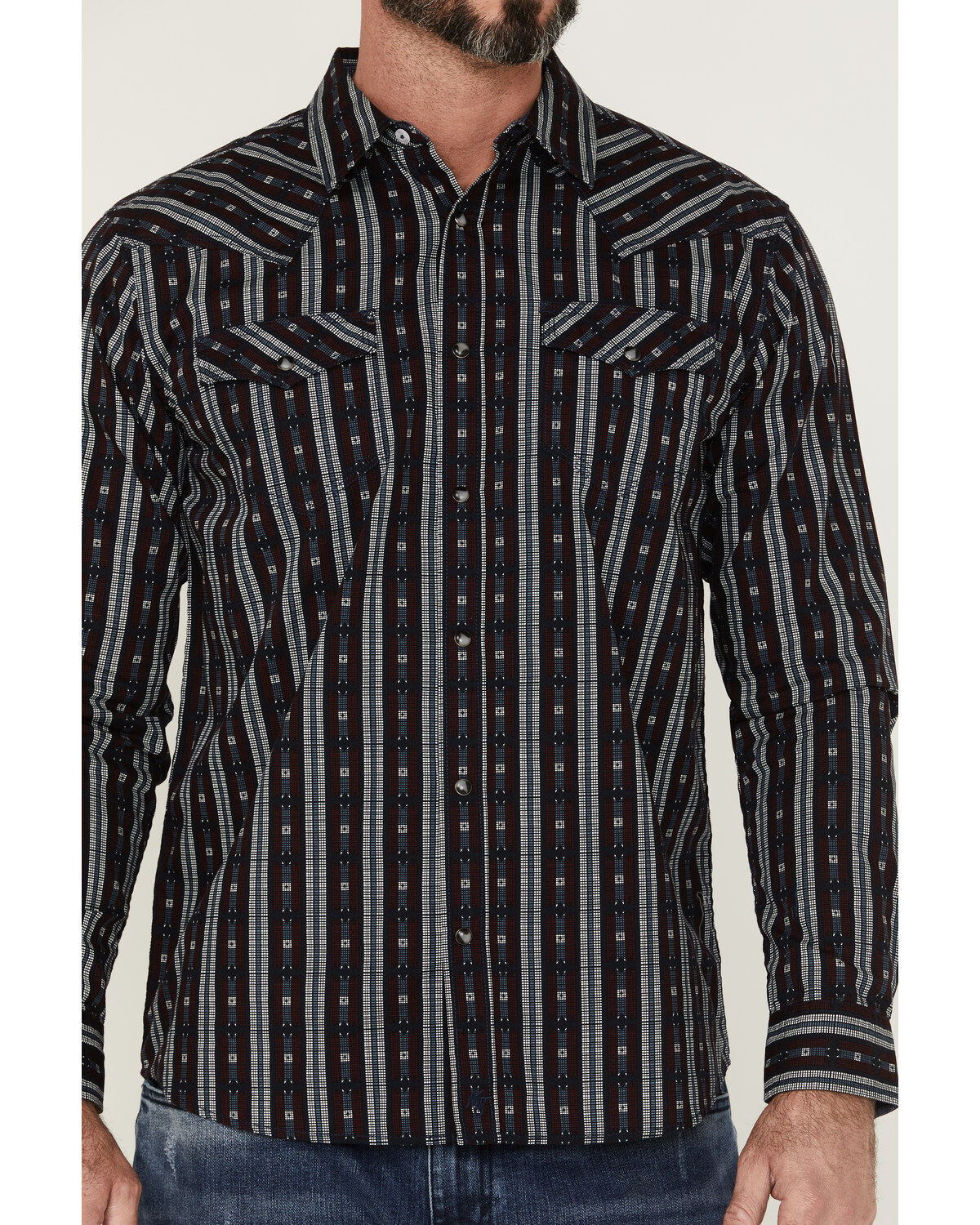 Moonshine Spirit Men's Otoe Stripe Long Sleeve Snap Western Shirt