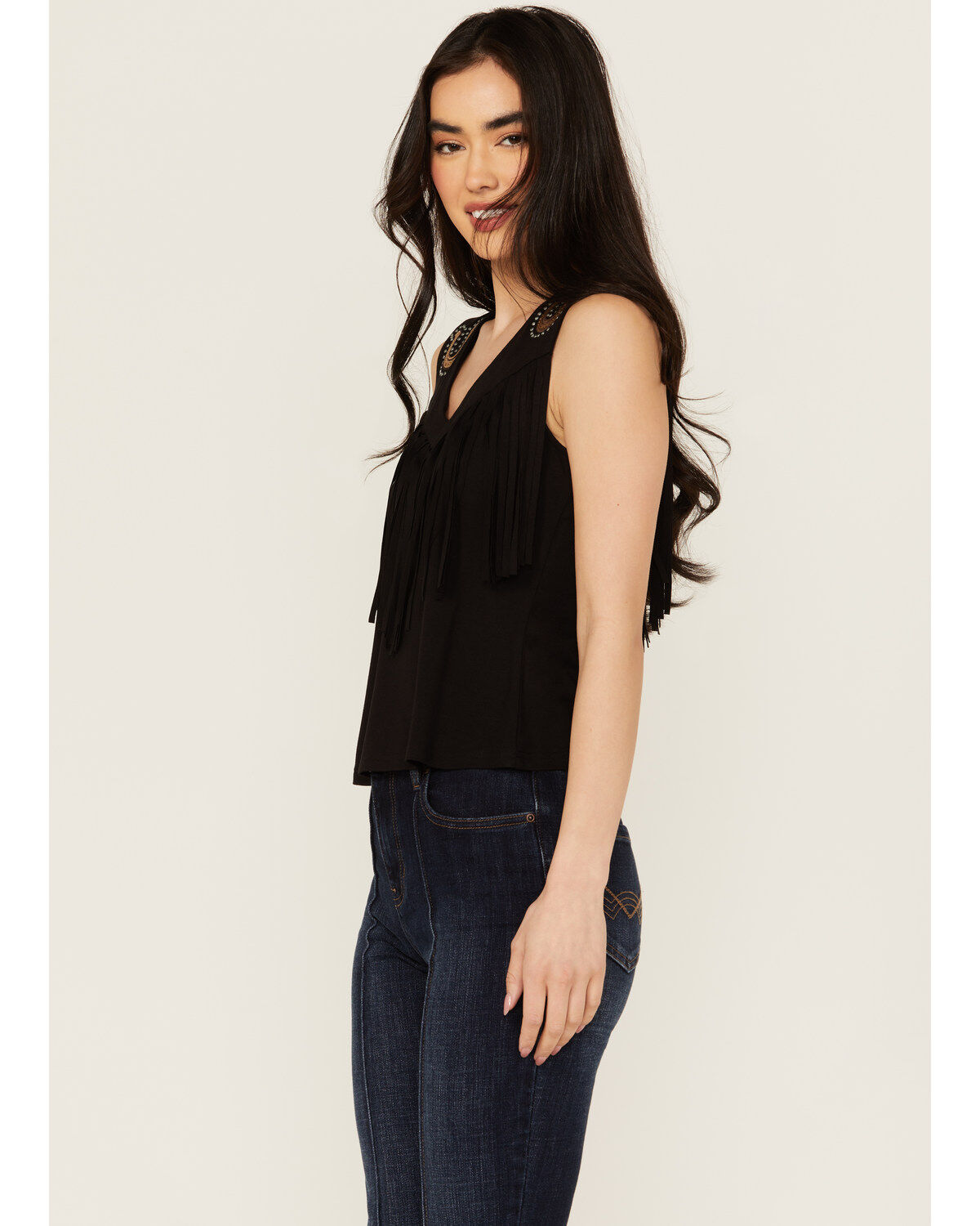 Idyllwind Women's Plateau Embroidered Studded Fringe Tank