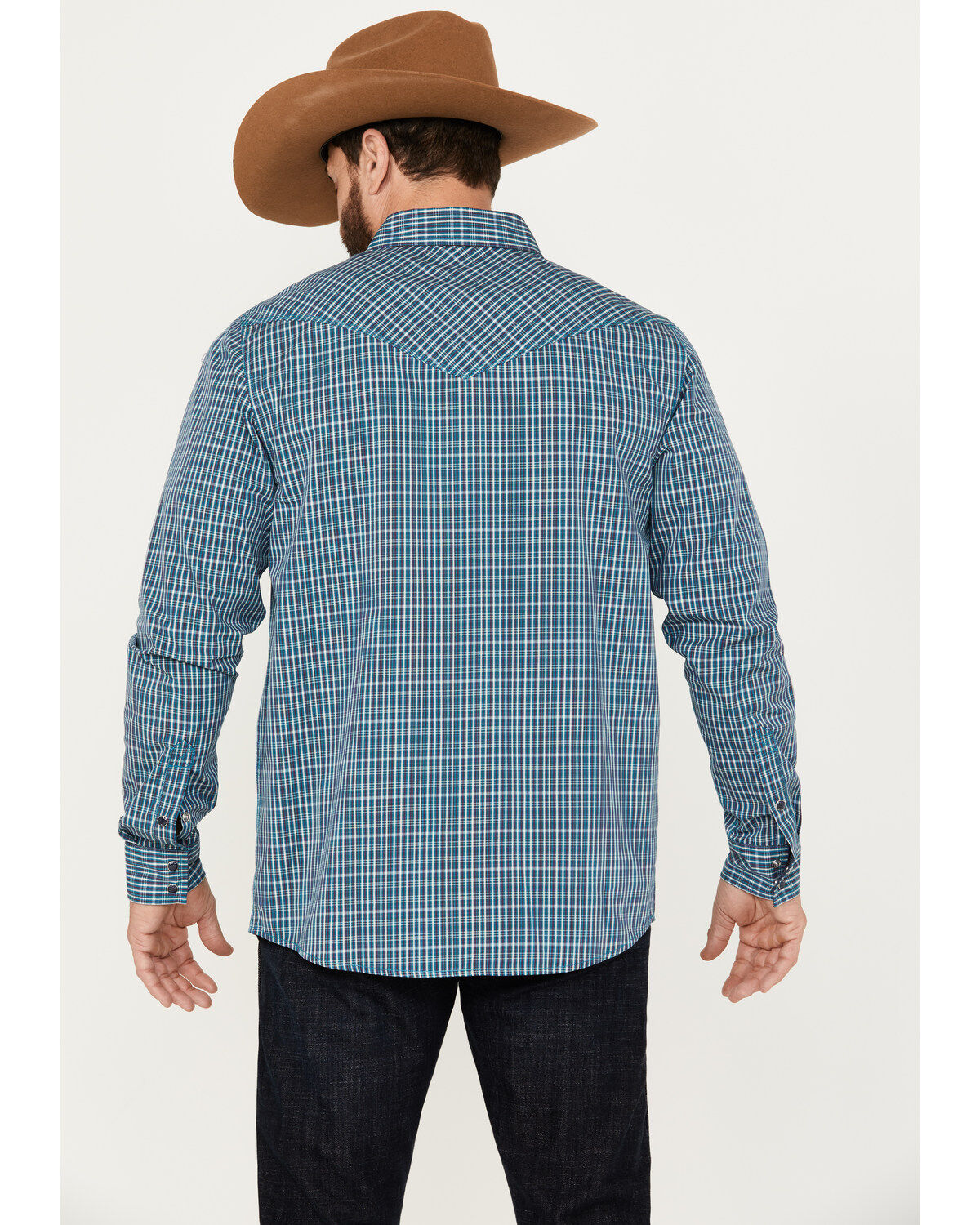 Moonshine Spirit Men's Free Bird Plaid Print Long Sleeve Western Snap Shirt
