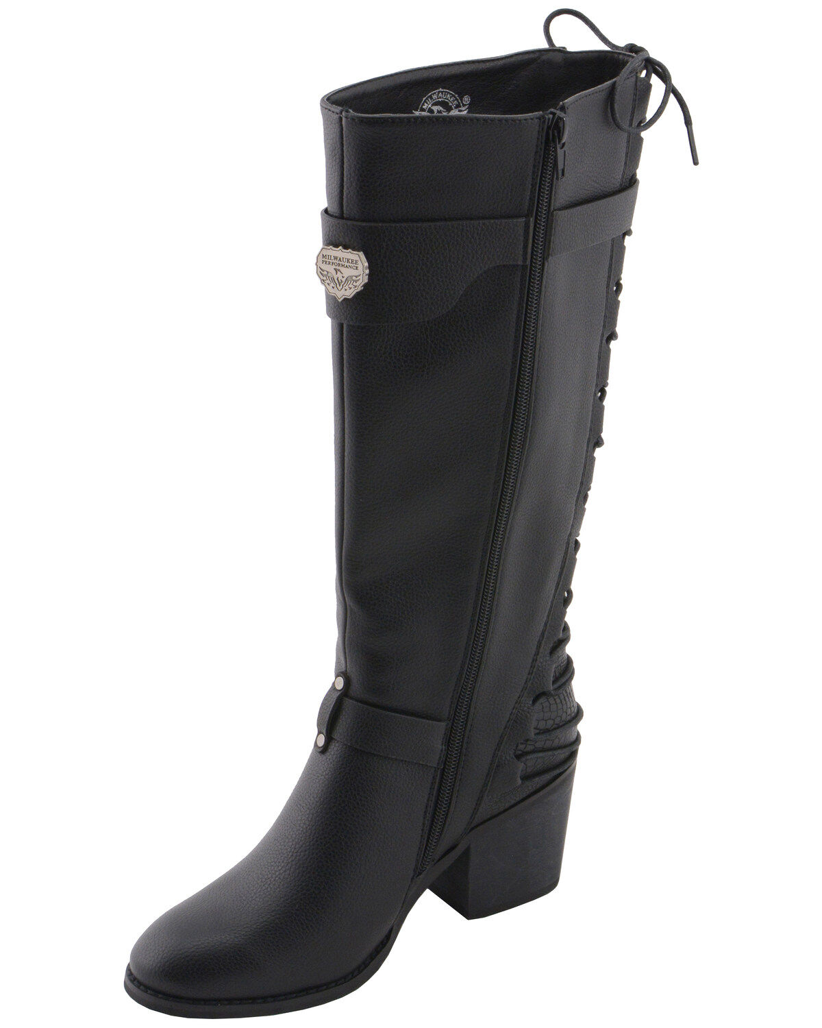 Milwaukee Leather Women's Back End Laced Riding Boots - Round Toe