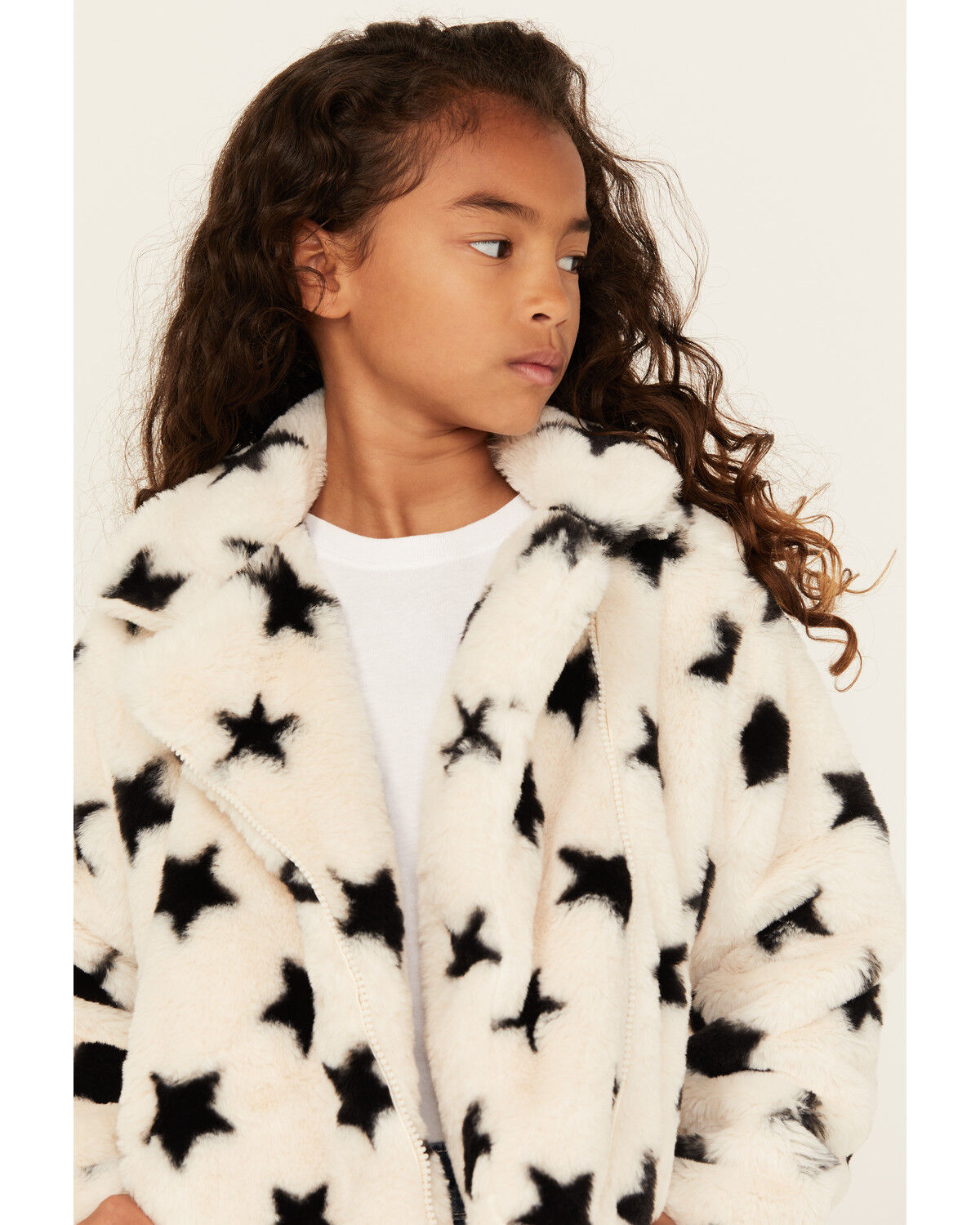 Urban Republic Girls' Star Print Faux Fur Moto Jacket