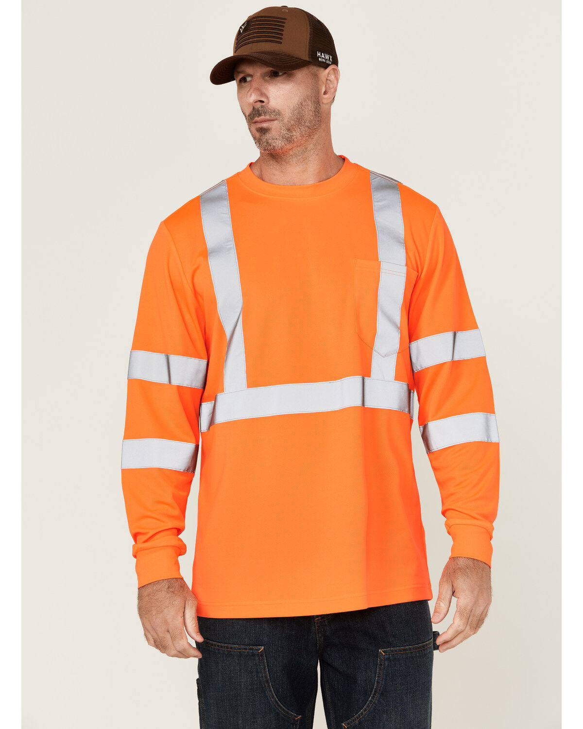Hawx Men's Hi-Vis Reflective Long Sleeve Work T-Shirt