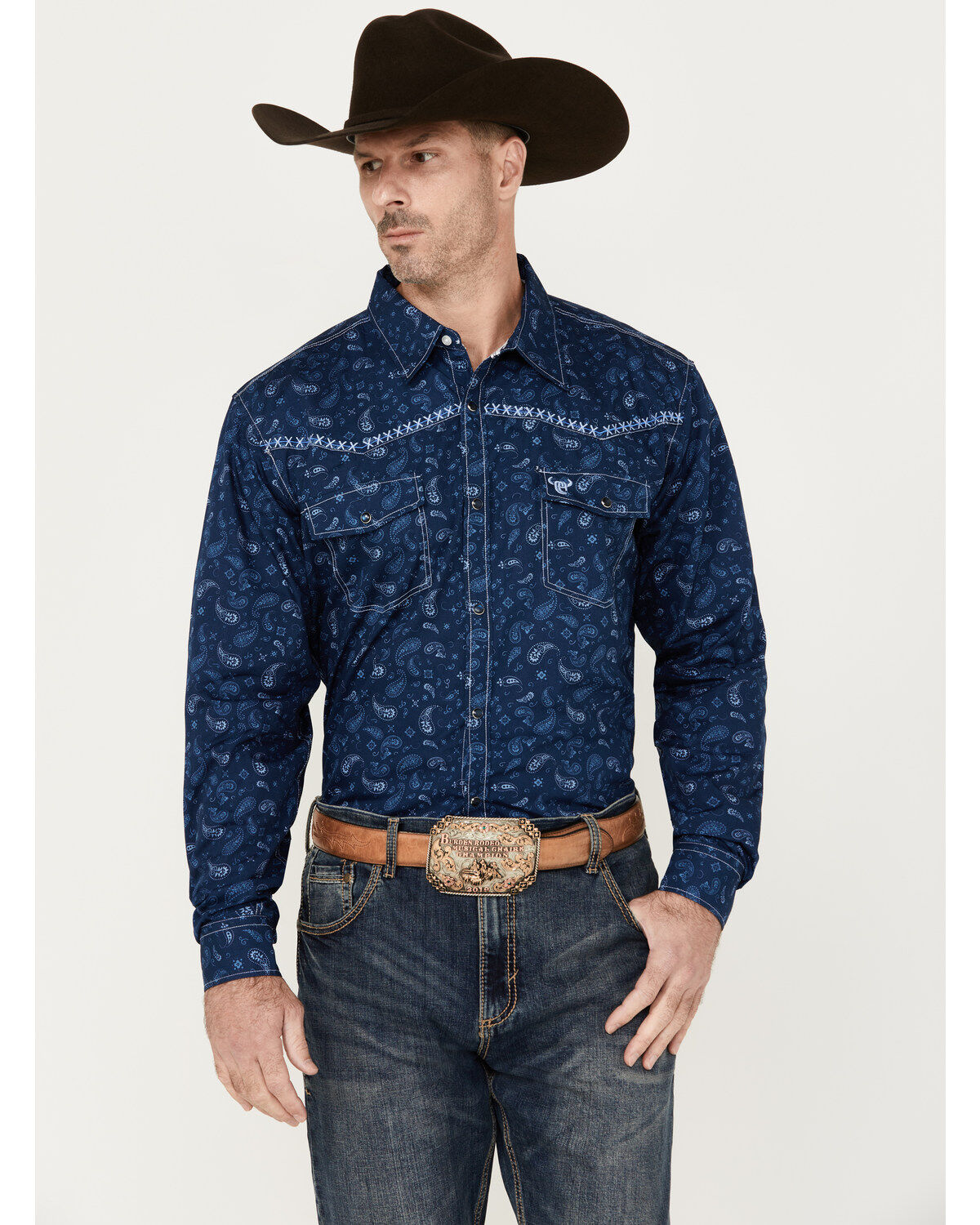 Cowboy Hardware Men's Roman Paisley Print Long Sleeve Western Snap Shirt