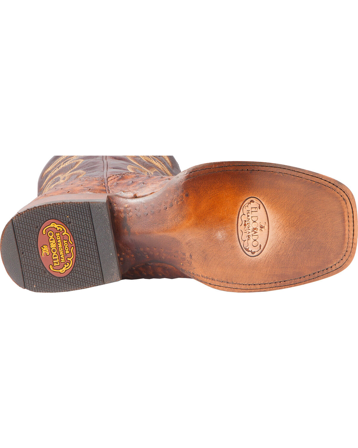 El Dorado Men's Handmade Full Quill Ostrich Stockman Boots - Broad Square Toe