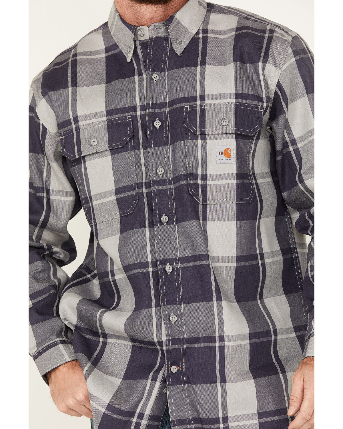 Carhartt Men's FR Force Rugged FleX&trade; Plaid Print Long Sleeve Button-Down Western Work Shirt