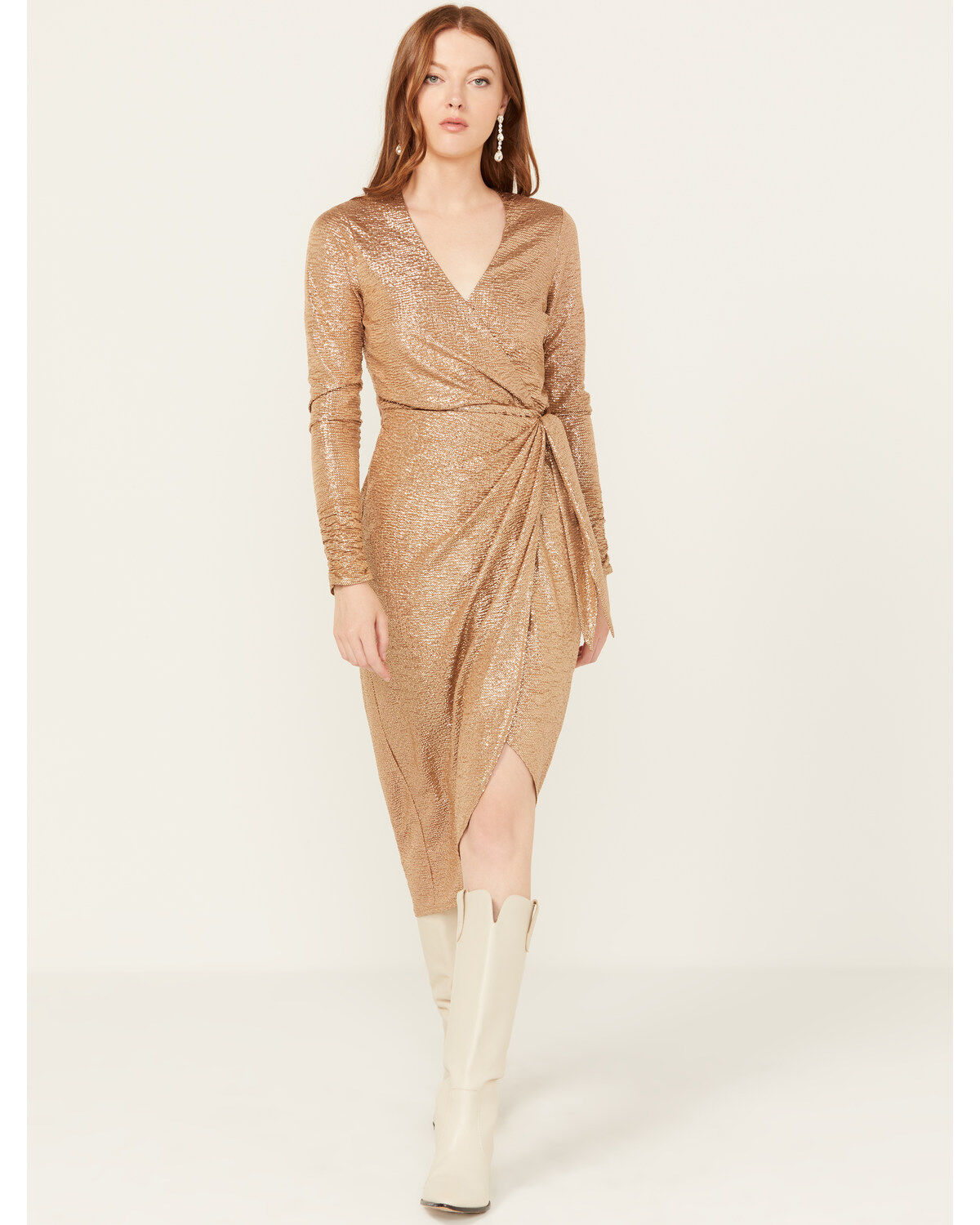 Show Me Your Mumu Women's Confetti Long Sleeve Kimora Wrap Midi Dress