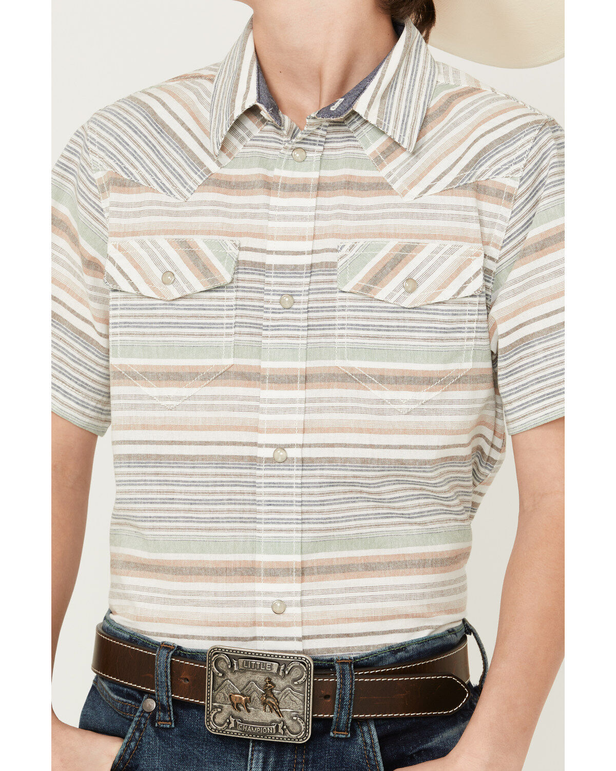 Cody James Boys' Faithful Striped Short Sleeve Western Shirt