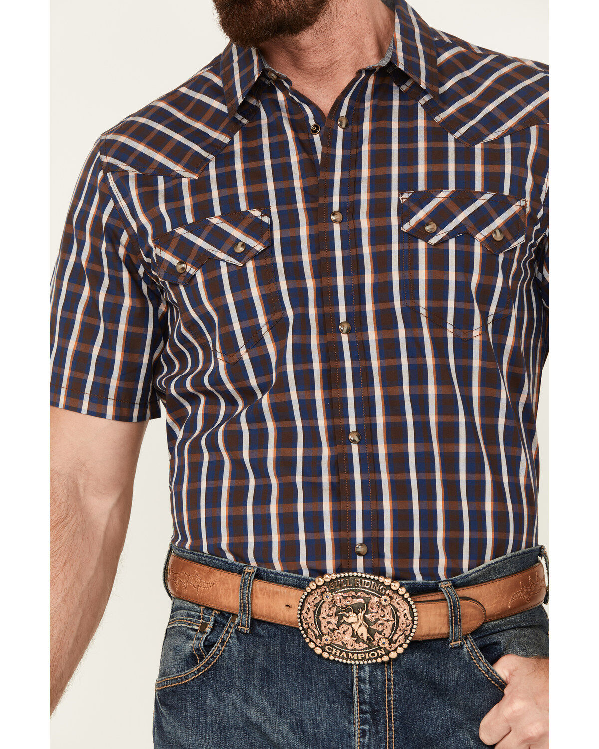 Cody James Men's Joe Plaid Print Short Sleeve Snap Western Shirt