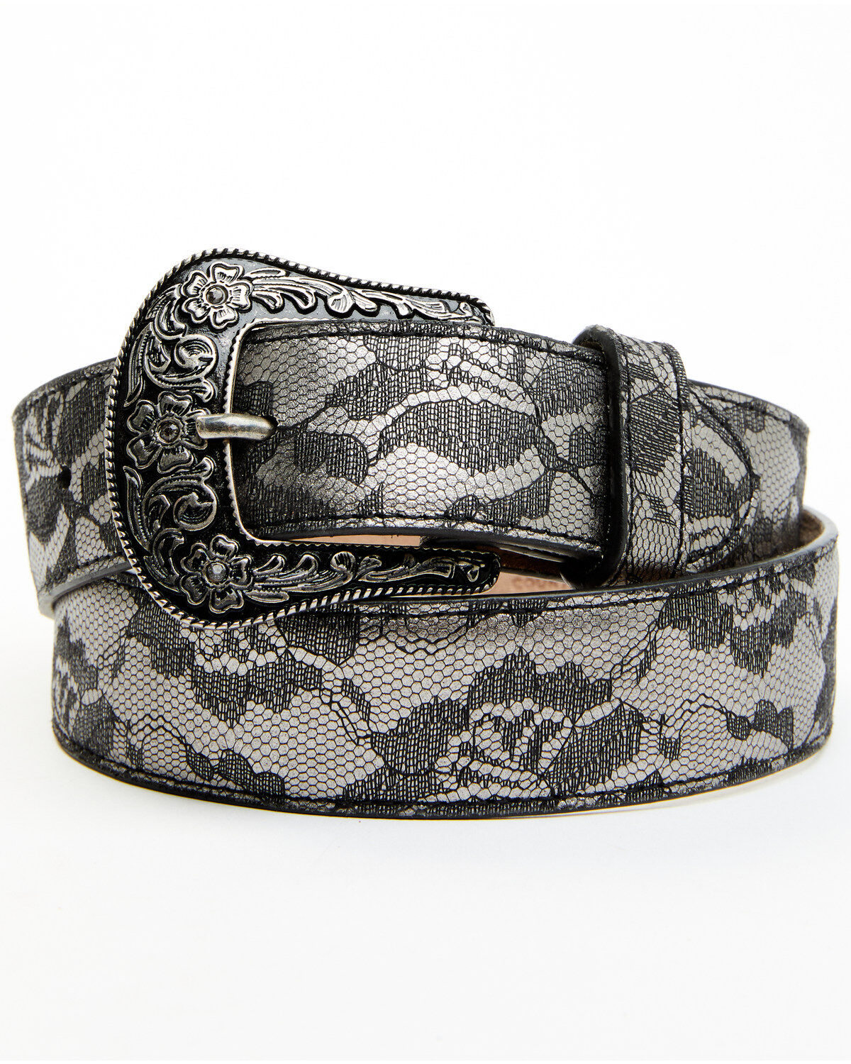 Shyanne Women's Silver Floral Lace Belt