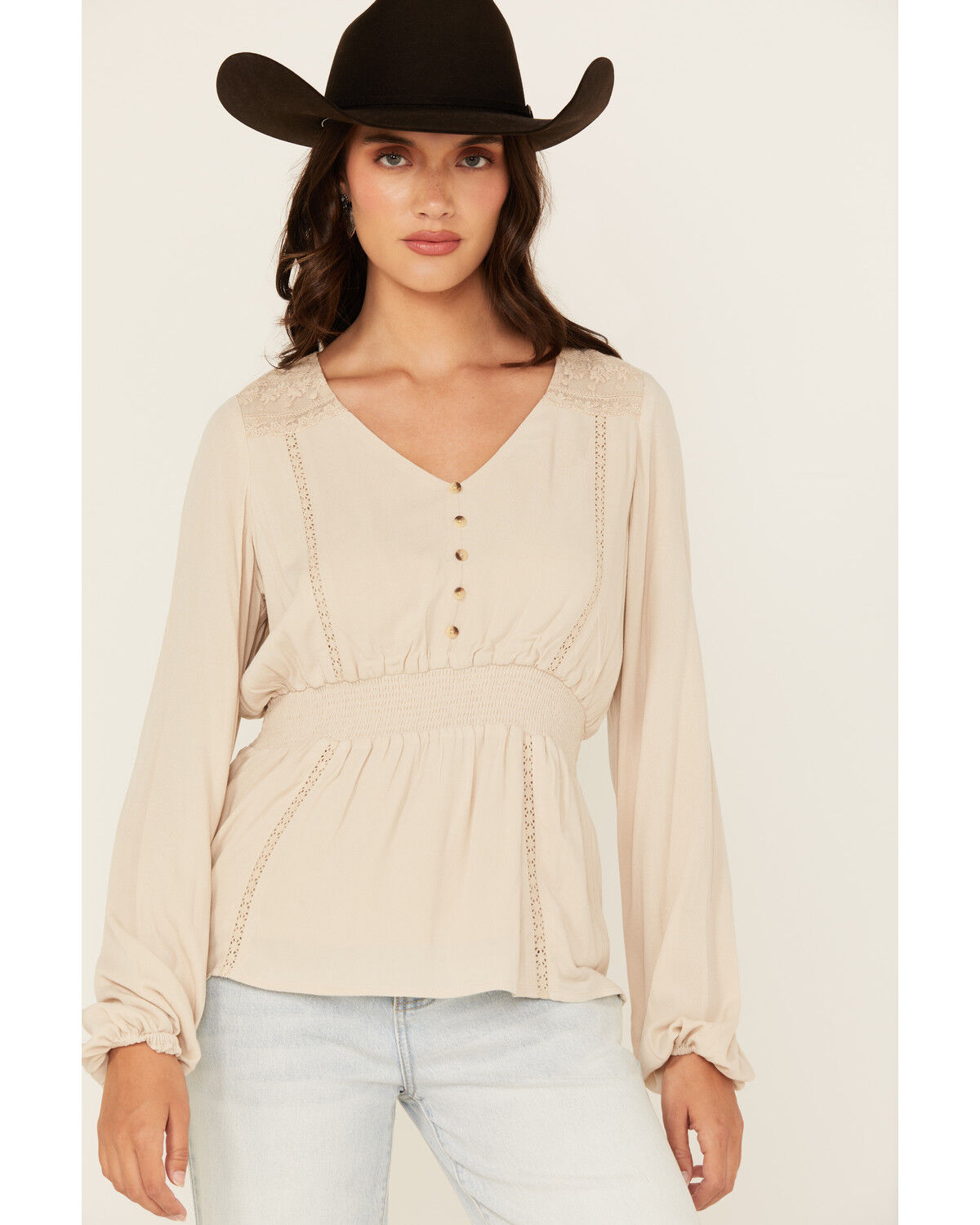 Shyanne Women's Lace Long Sleeve Button-Down Shirt