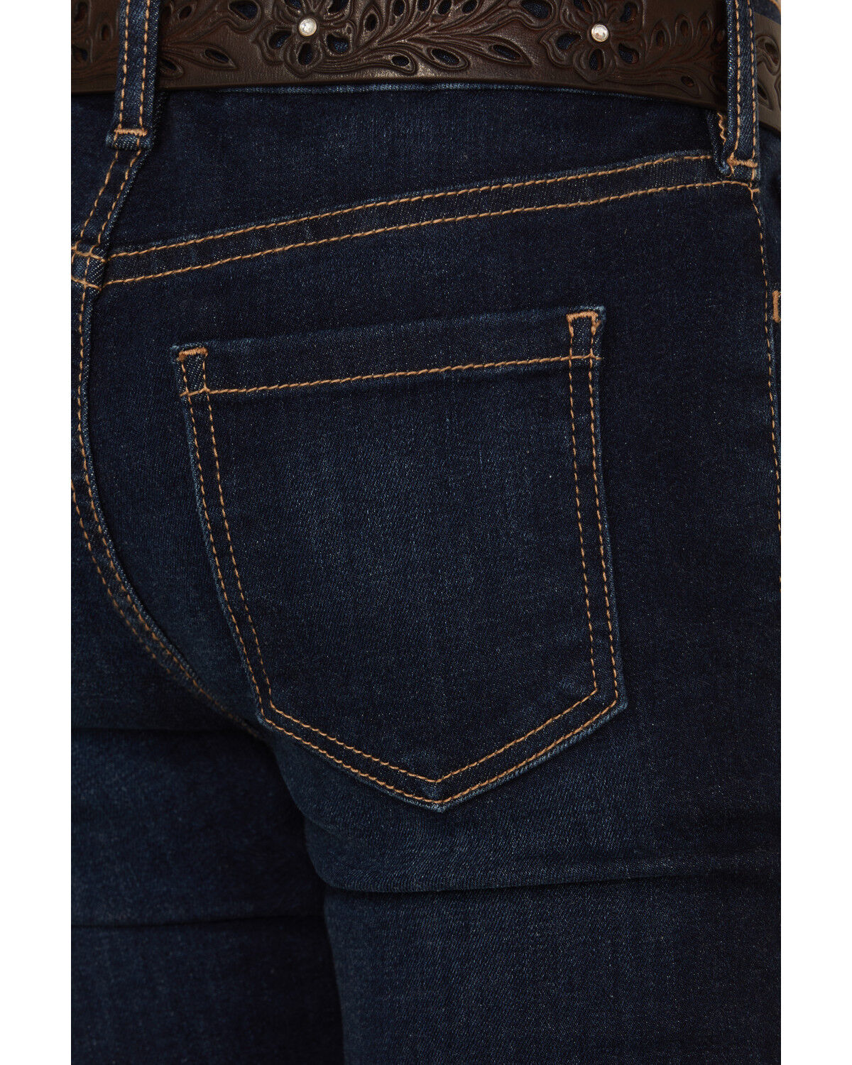 Shyanne Girls' Lacey Dark Wash Lace Inset Flare Stretch Denim Jeans