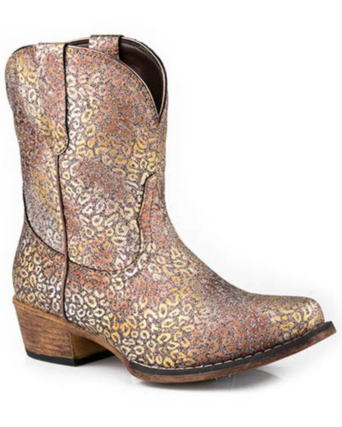 Roper Women's Ingrid Leopard Print Short Western Boots - Snip Toe