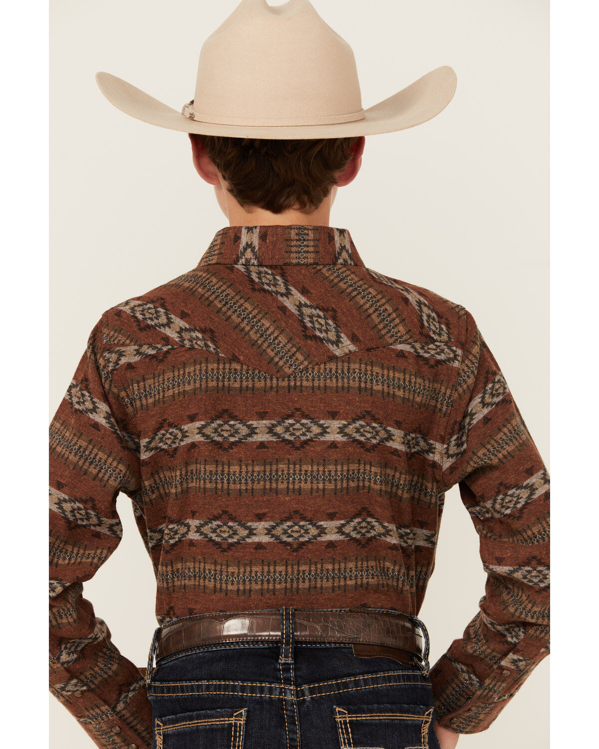 Cody James Boys' Resource Southwestern Print Long Sleeve Snap Flannel Shirt