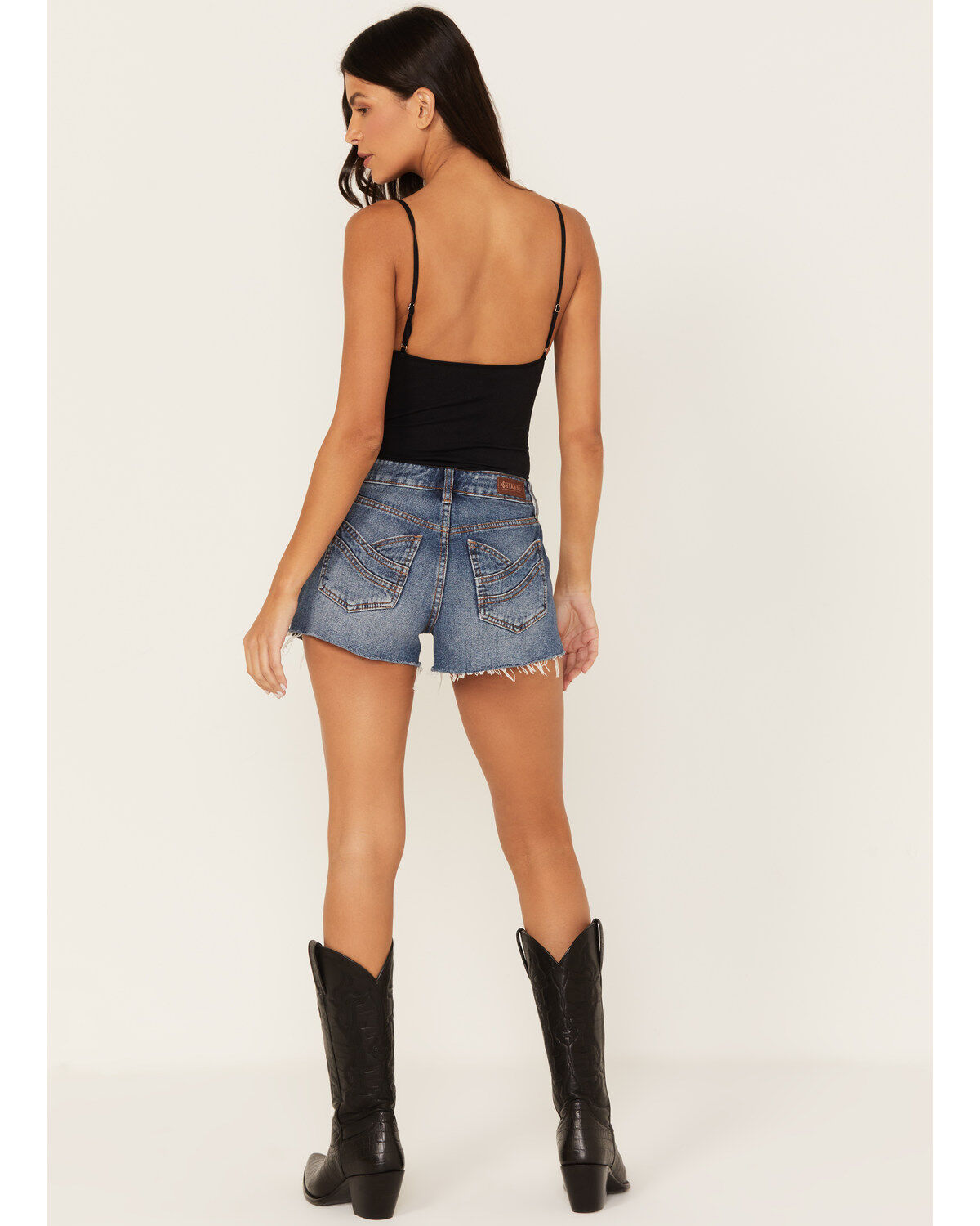 Shyanne Women's Dark Wash Mid Rise Rigid Denim Shorts