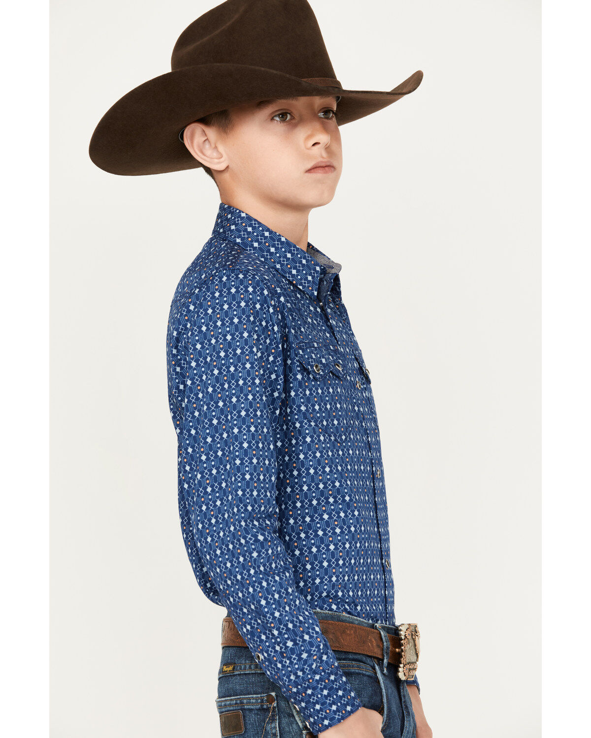 Cody James Boys' El Paso Geo Print Long Sleeve Snap Western Shirt