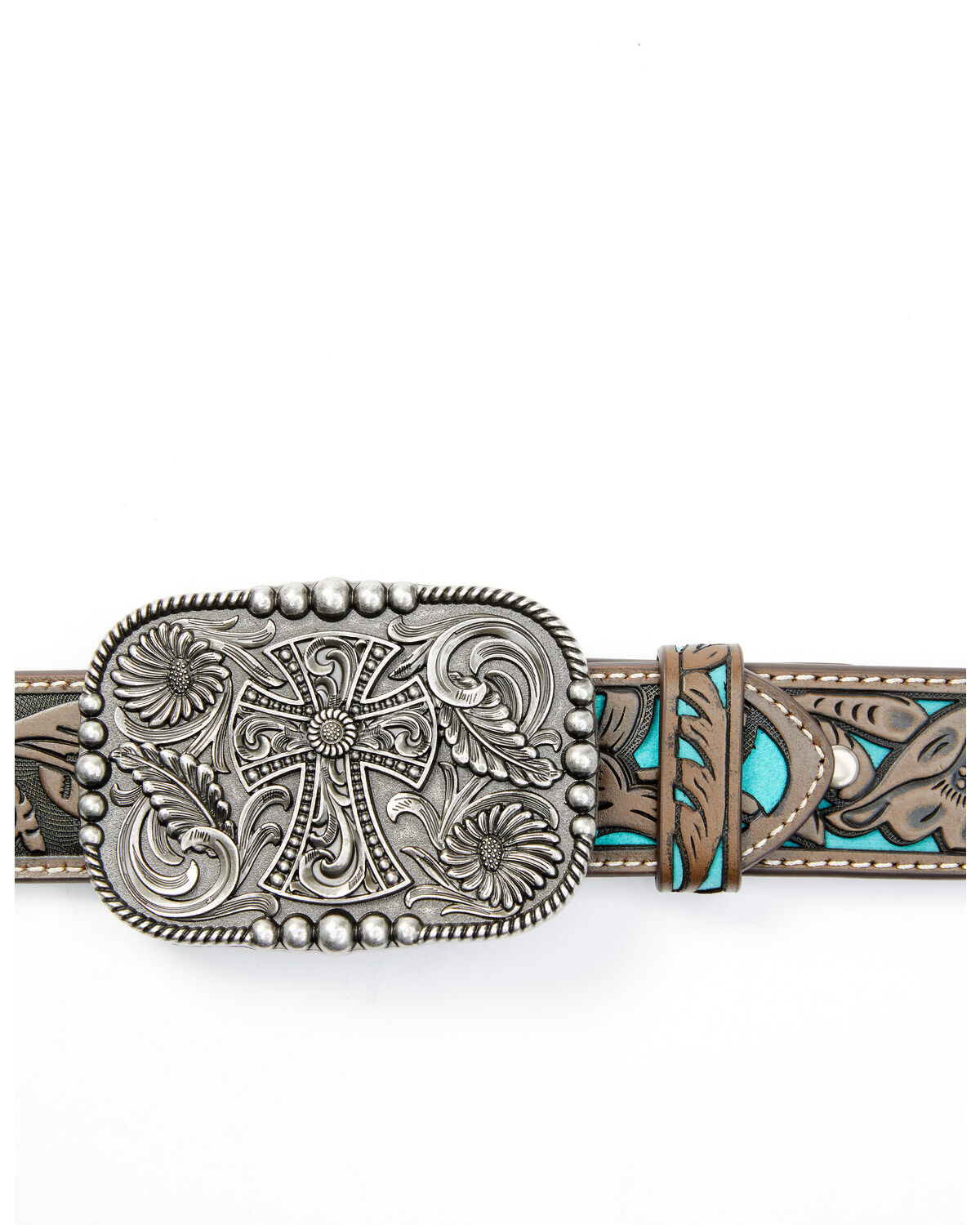 Shyanne Women's Tooled Cross Leather Belt