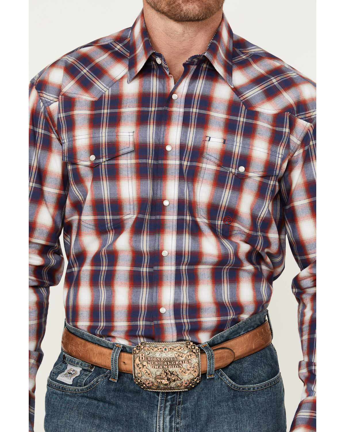 Roper Men's Amarillo Plaid Print Long Sleeve Pearl Snap Western Shirt