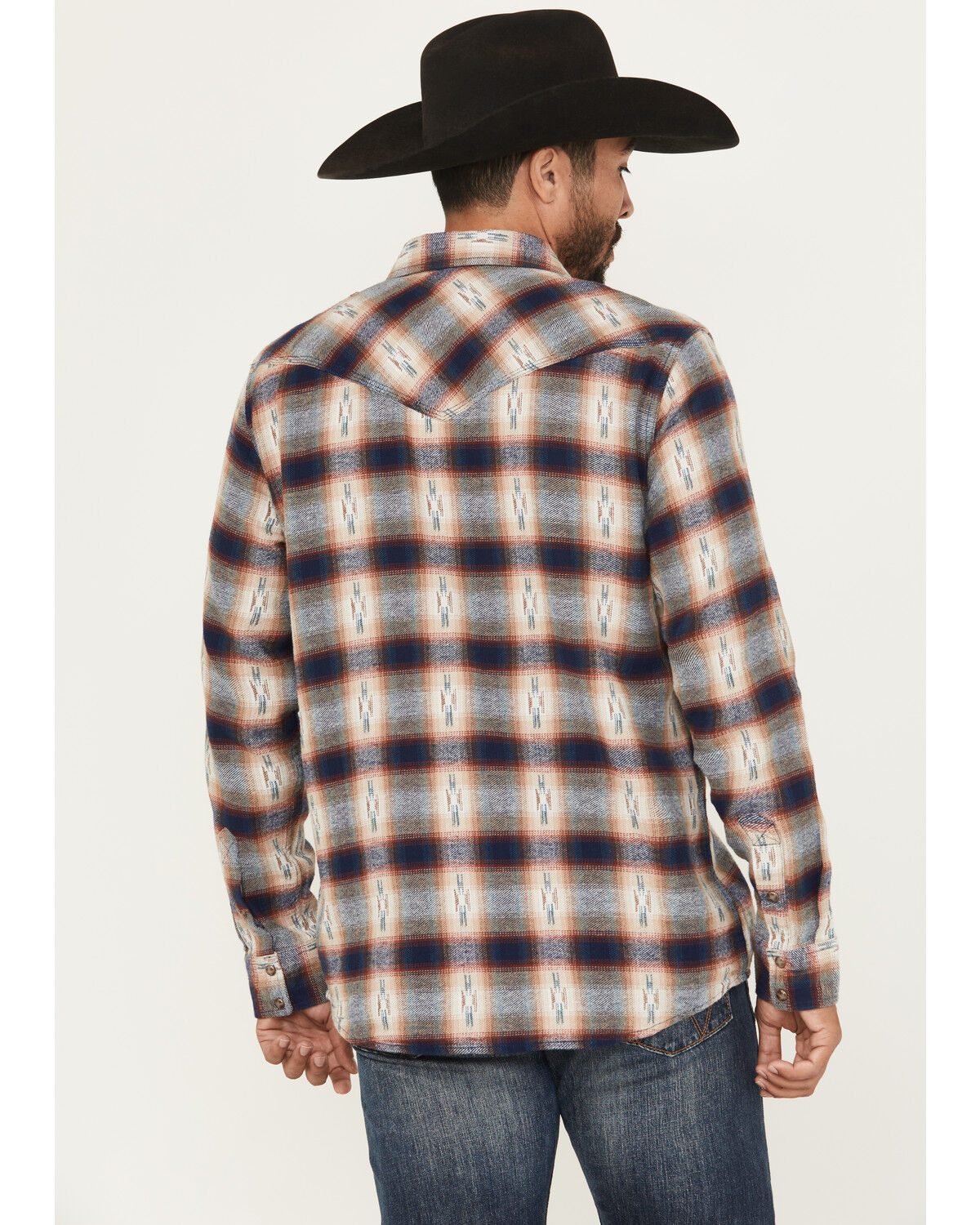 Moonshine Spirit Men's Sunburst Plaid Print Long Sleeve Button-Down Flannel Shirt