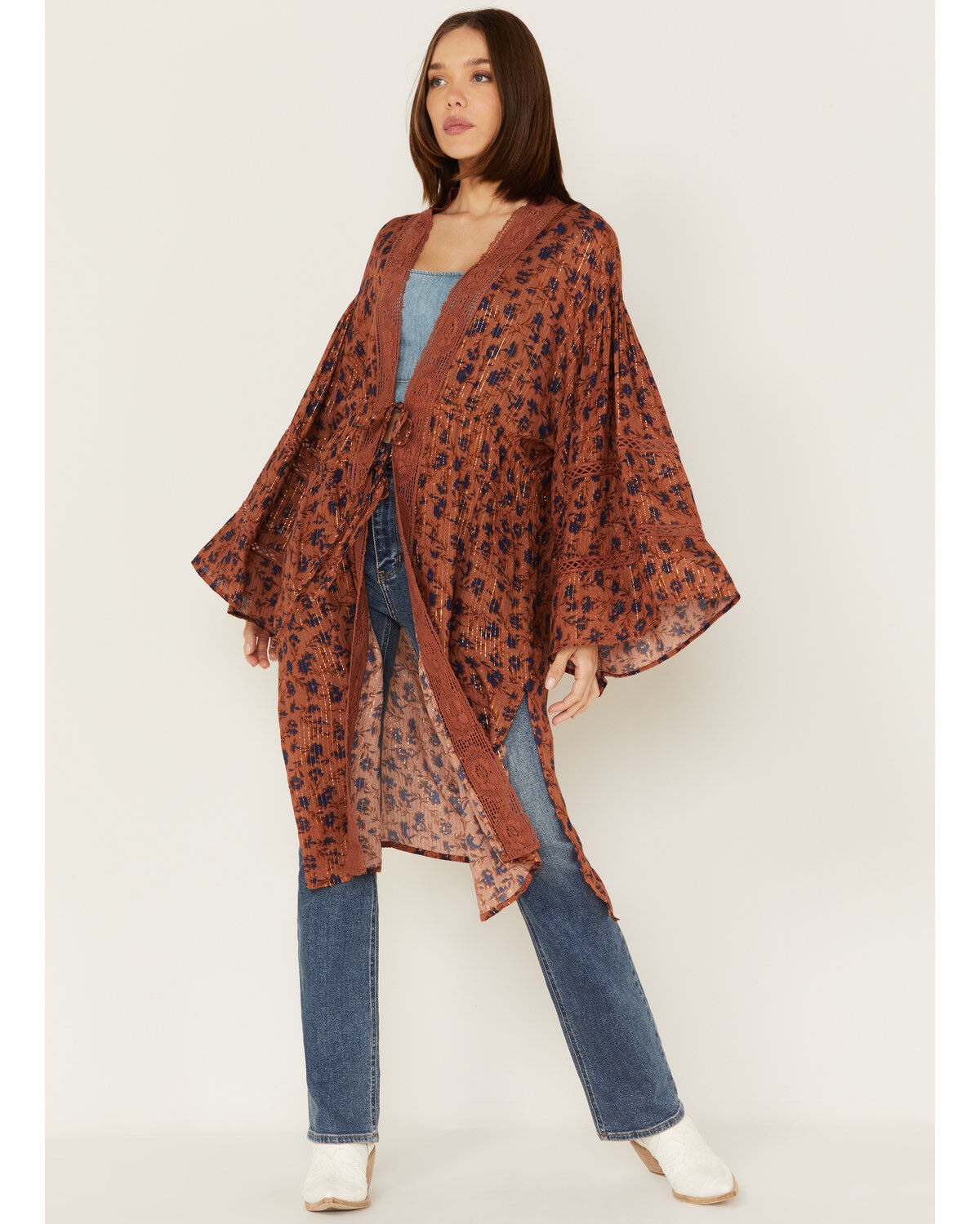 Jen's Pirate Booty Women's Floral Print Wildflower Trinity Kimono