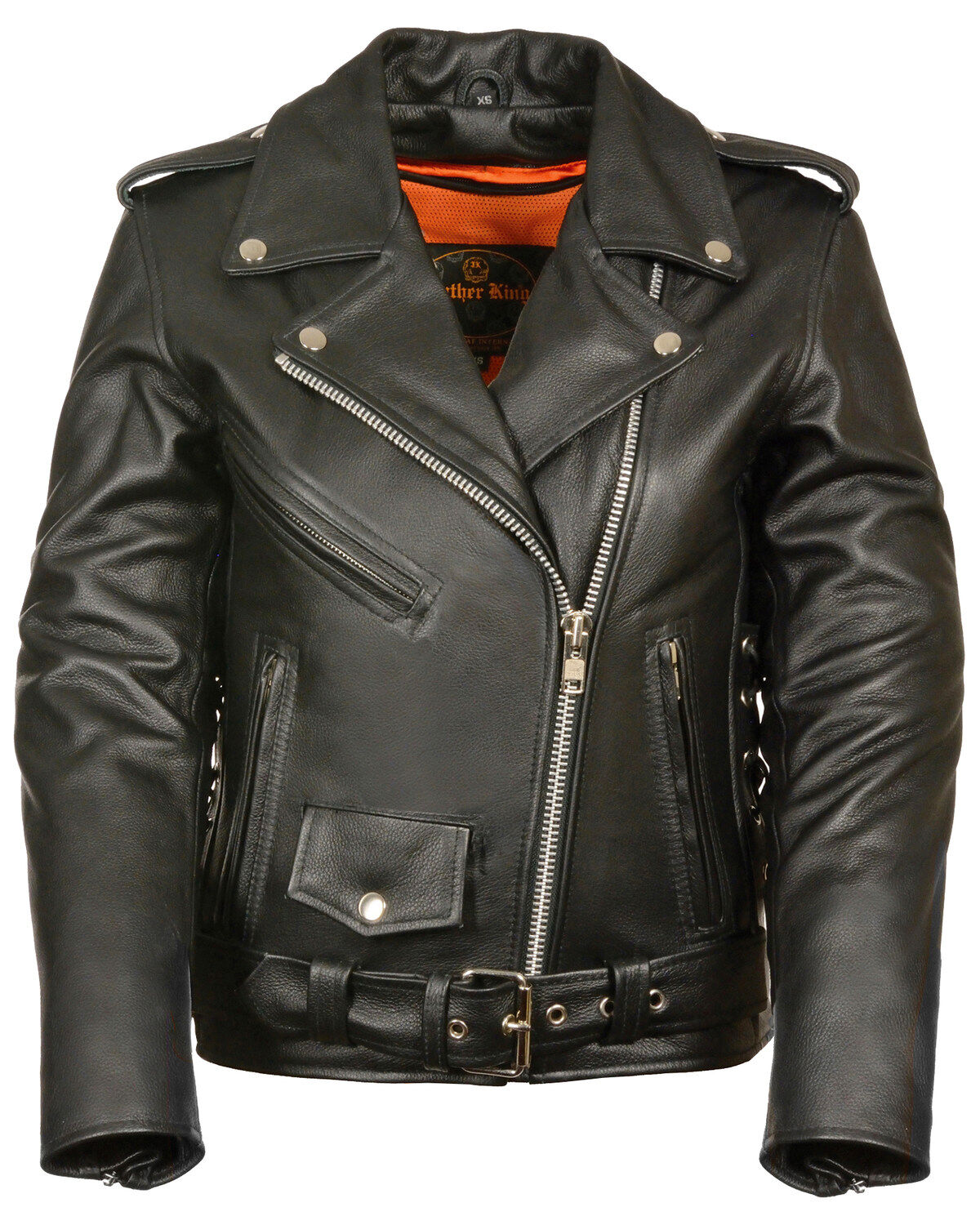 Milwaukee Leather Women's Full Length Side Lace Leather Motorcycle Jacket
