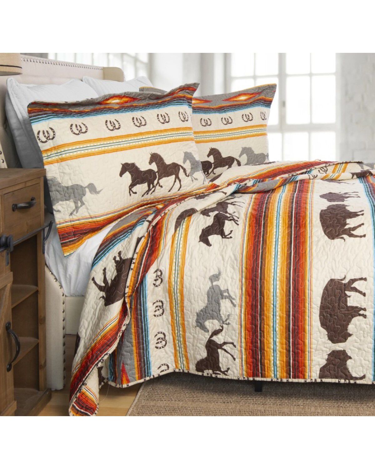 Carsten Home Western Striped Print Twin Quilt Set - 2 Piece