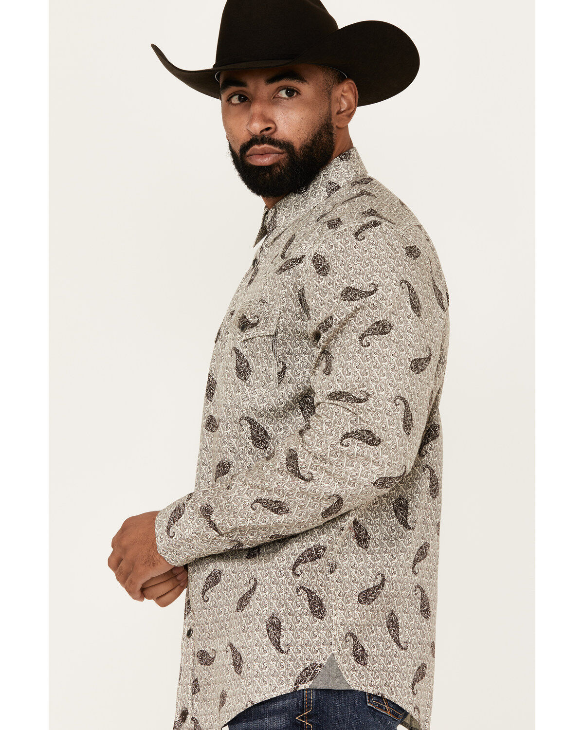 Moonshine Spirit Men's Tattoo Paisley Print Long Sleeve Snap Western Shirt
