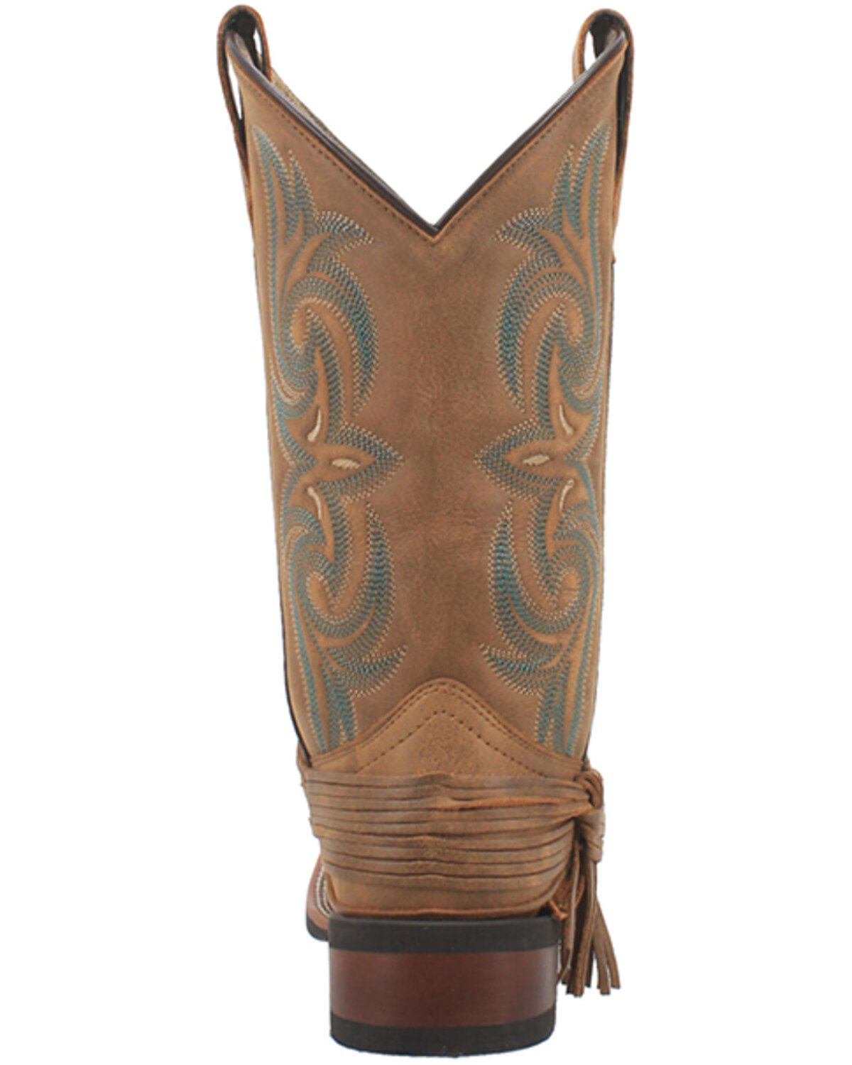 Laredo Women's Tan Turquoise Stitching Western Boots - Square Toe