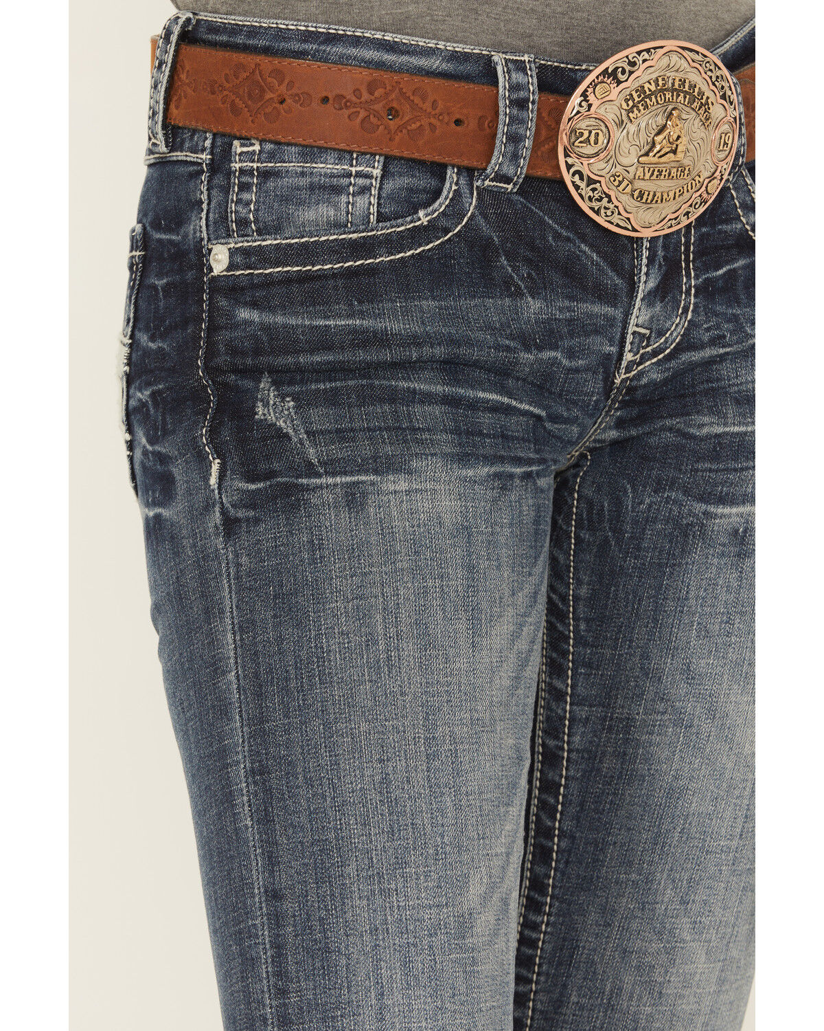 Stetson Women's 816 Fit White "S" Stitch Bootcut Jeans