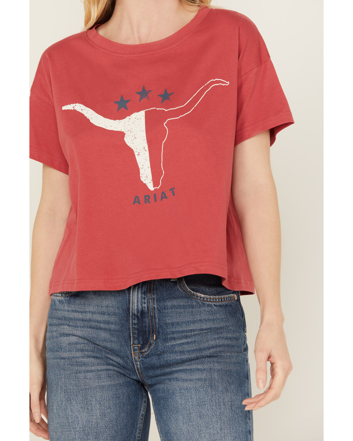 Ariat Women's Steer Lone Star Short Sleeve Cropped Graphic Tee