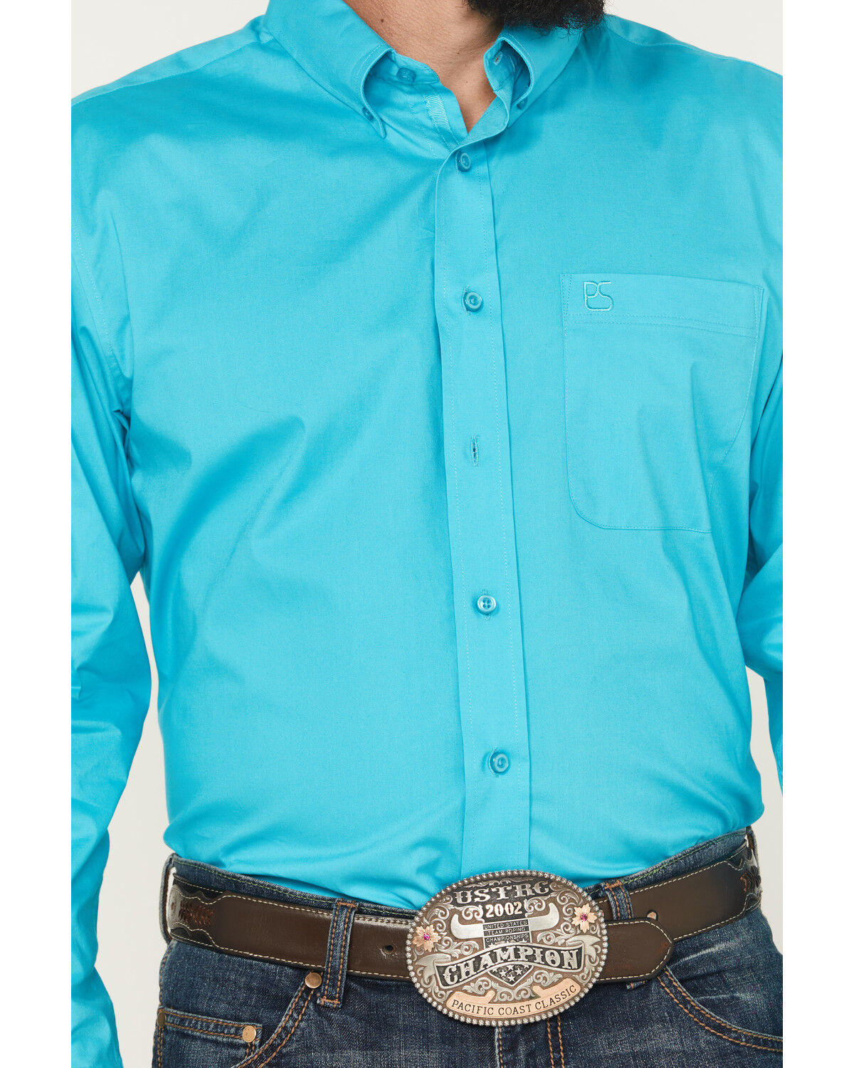 Panhandle Select Men's Solid Long Sleeve Button-Down Stretch Western Shirt