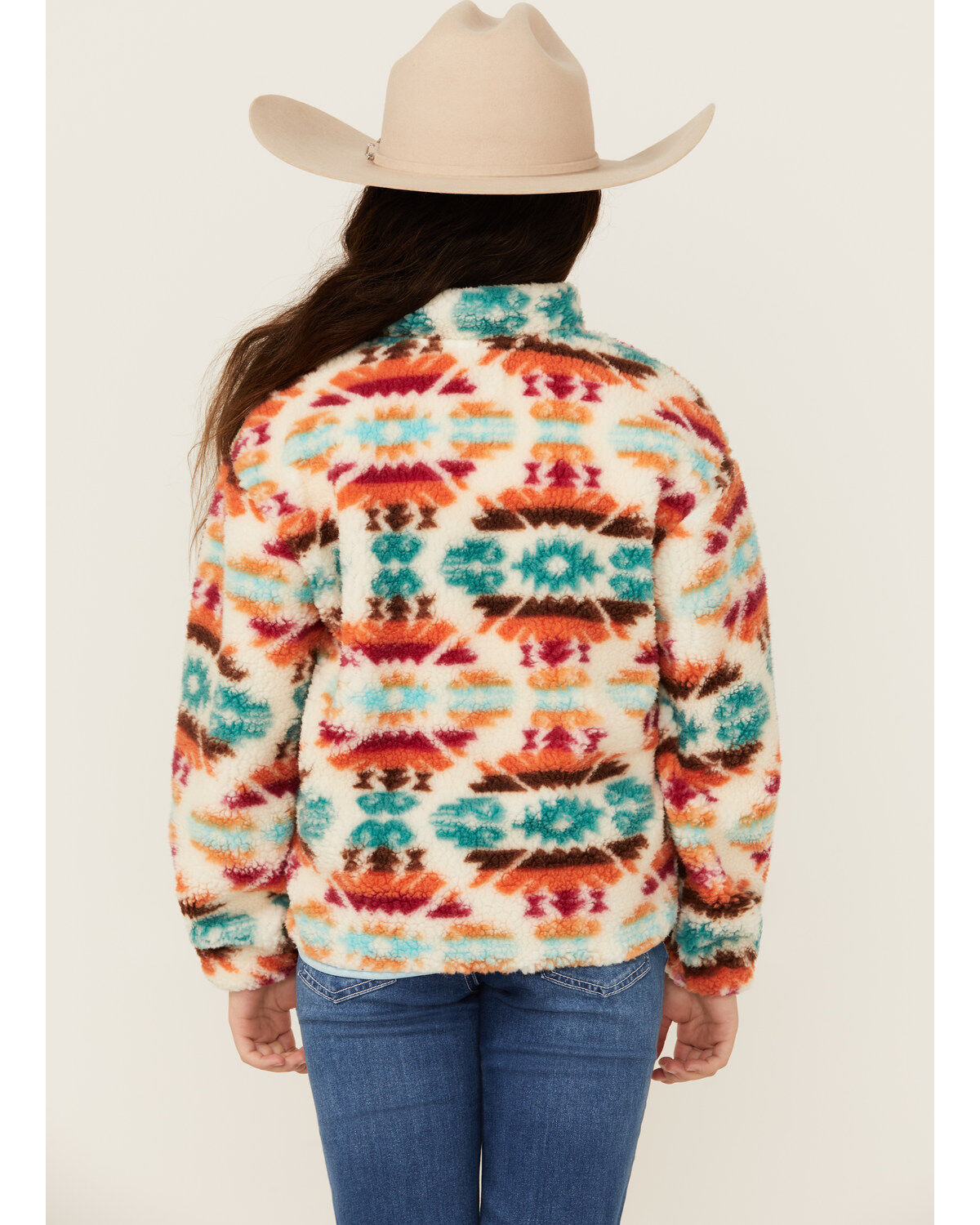 Rock & Roll Denim Girls' Southwestern Print Sherpa Pullover