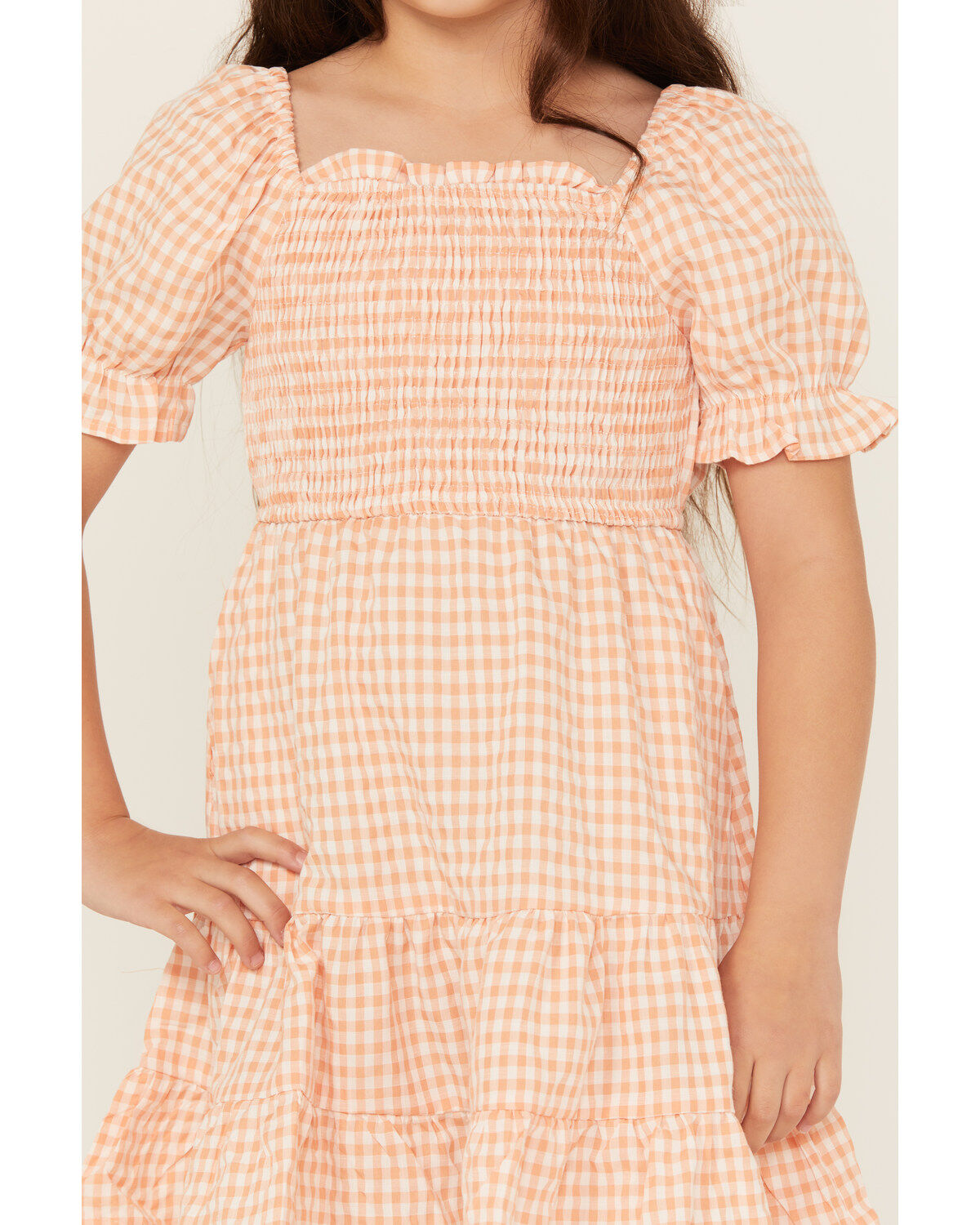Hayden LA Girls' Gingham Print Puff Sleeve Mini Dress