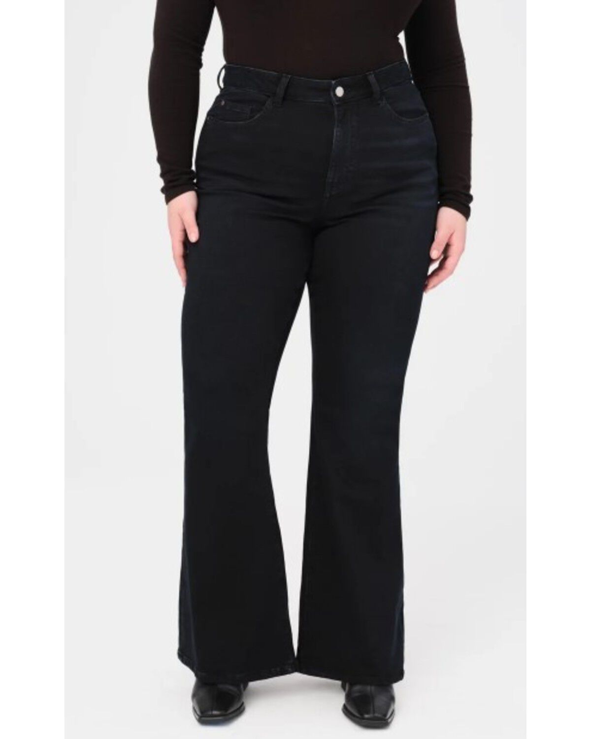 Warp + Weft Women's Mia Dark Wash High Rise Flare Stretch Denim Jeans - Plus