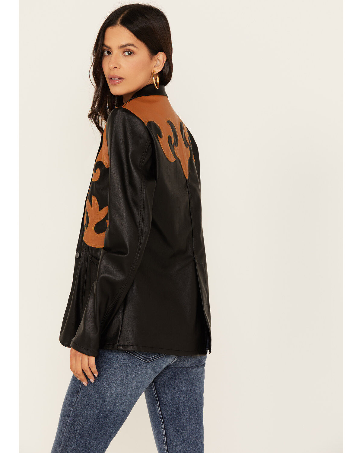 Rock & Roll Denim Women's Western Detail Faux Leather Blazer