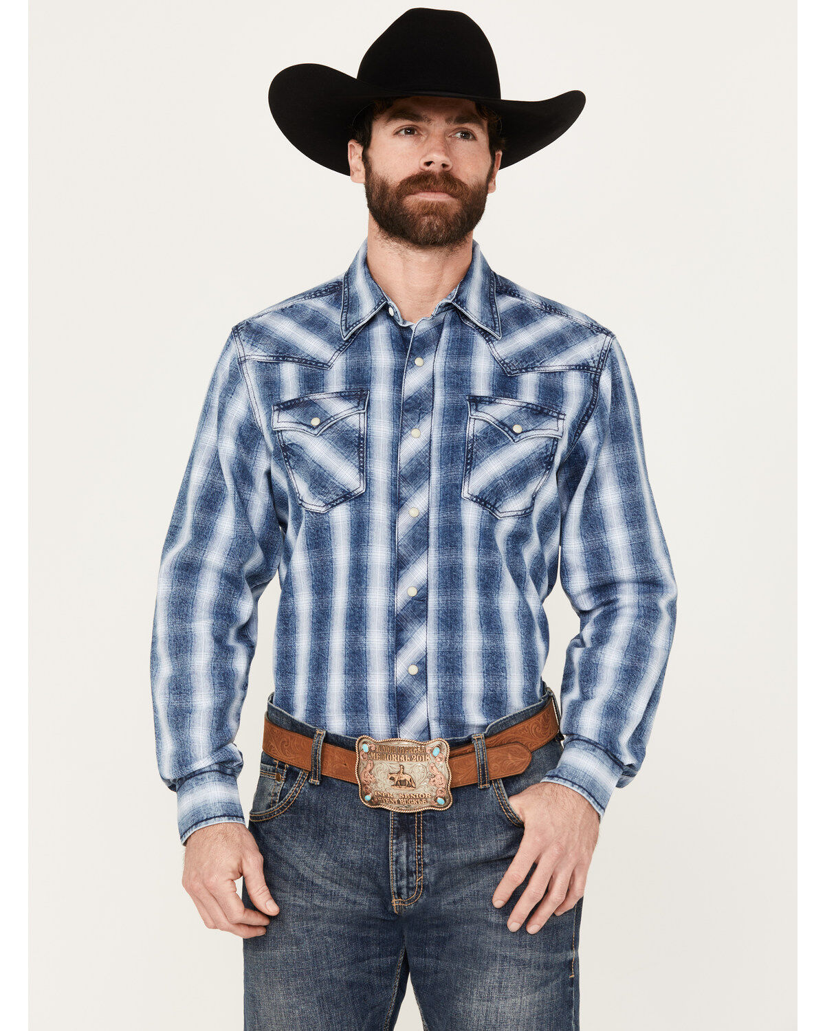 Wrangler Retro Men's Premium Striped Long Sleeve Snap Western Shirt