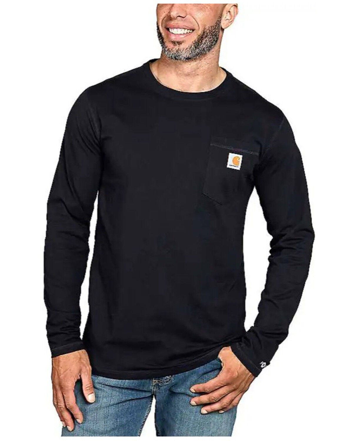 Carhartt Men's Force Relaxed Fit Midweight Long Sleeve Logo Pocket Work T-Shirt - Tall