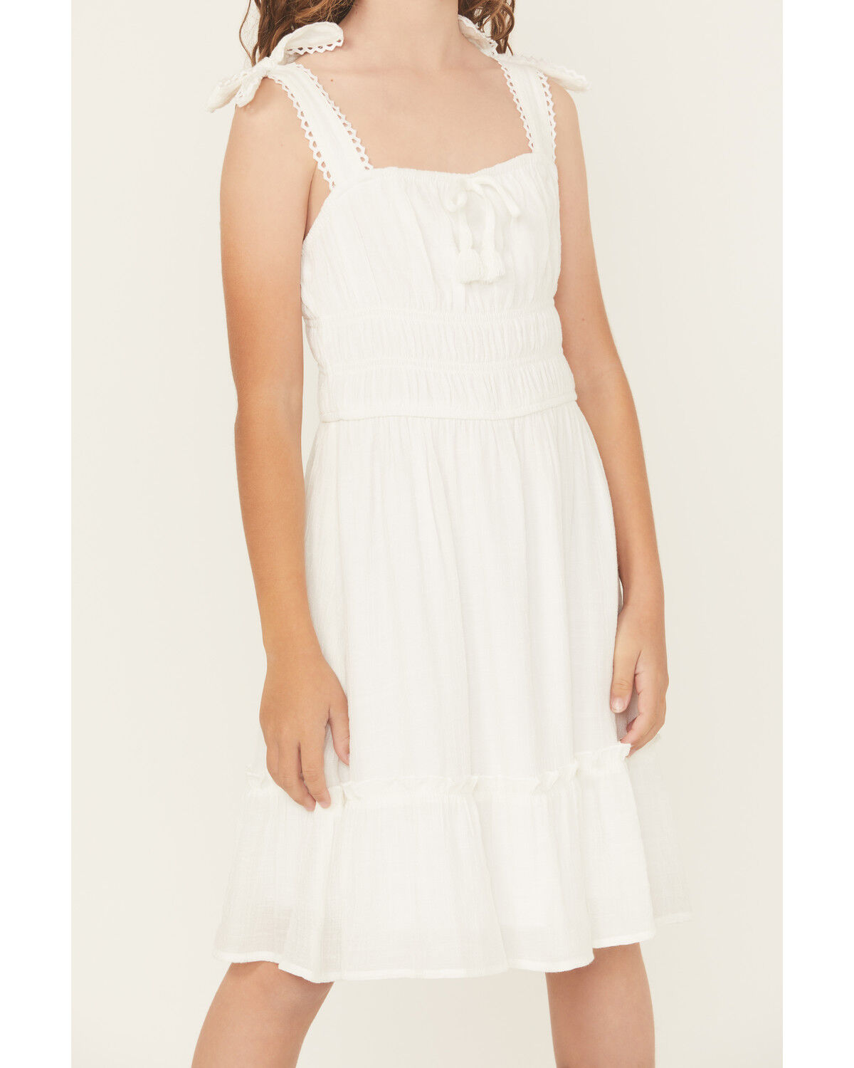 Ash & Violet Girls' Solid Bow Sleeve Dress