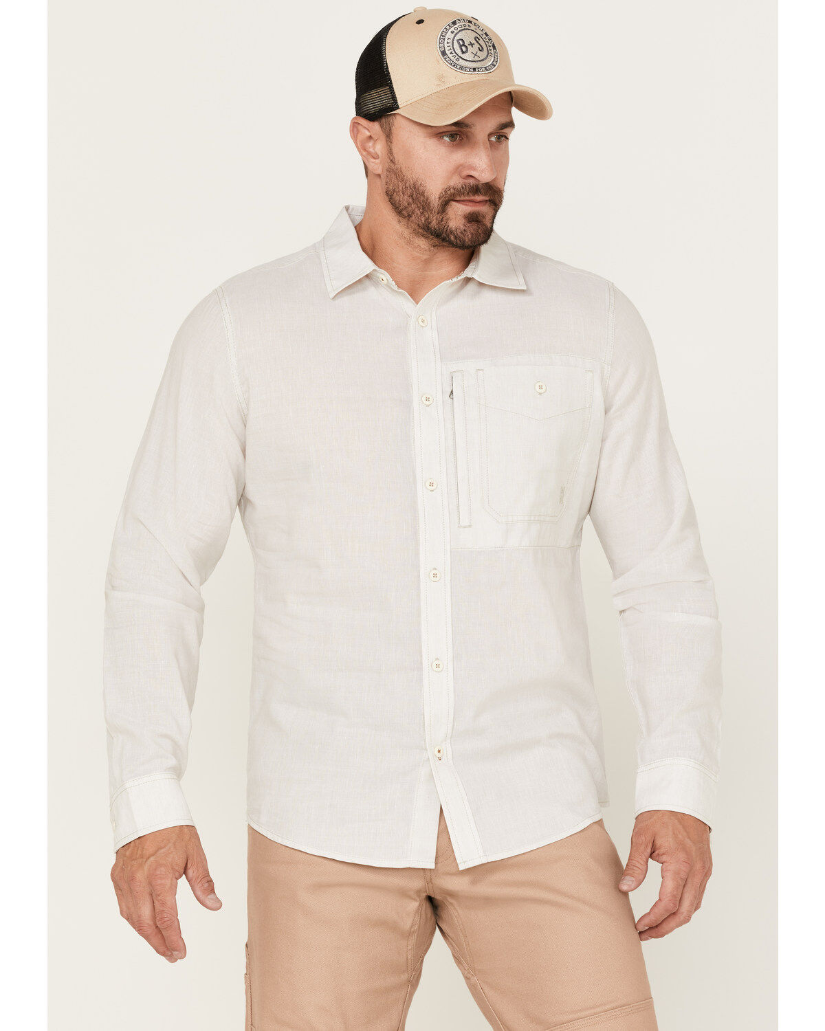 Brothers and Sons Men's Performance Solid Long Sleeve Button Down Western Shirt