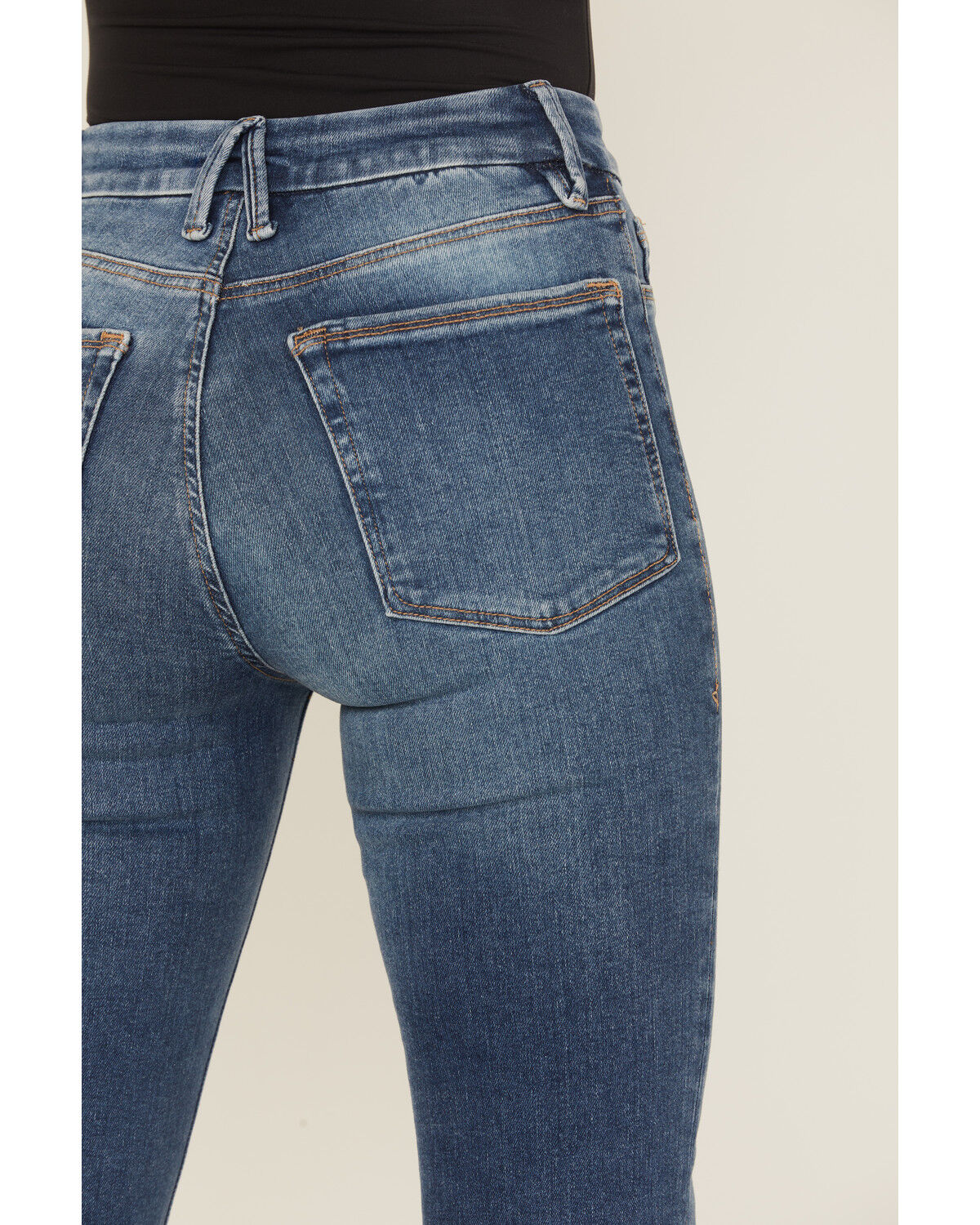 Good American Women's Good Legs Medium Wash High Rise Pull-On Flare Jeans