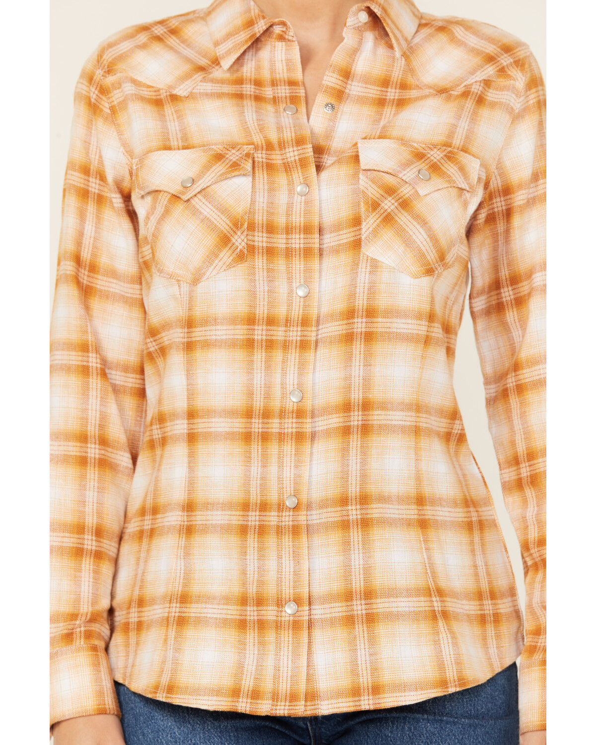 Wrangler Retro Women's Plaid Print Long Sleeve Pearl Snap Flannel Shirt