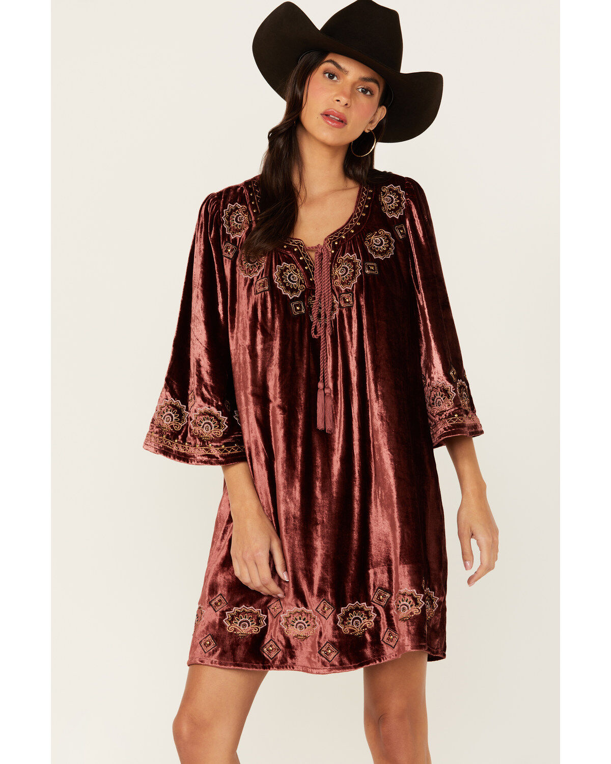Shyanne Women's Velvet Beaded Mini Dress