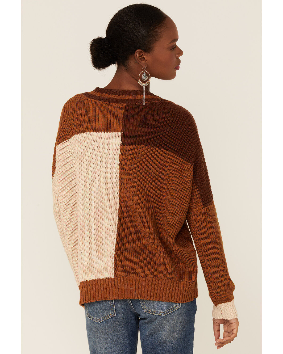 Wild Moss Women's Patchwork Mixed Knit Sweater