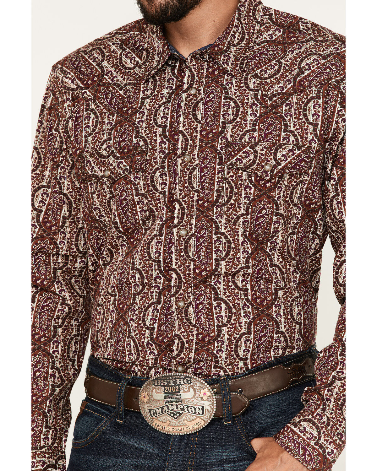 Moonshine Spirit Men's Sundays Best Paisley Stripe Snap Western Shirt