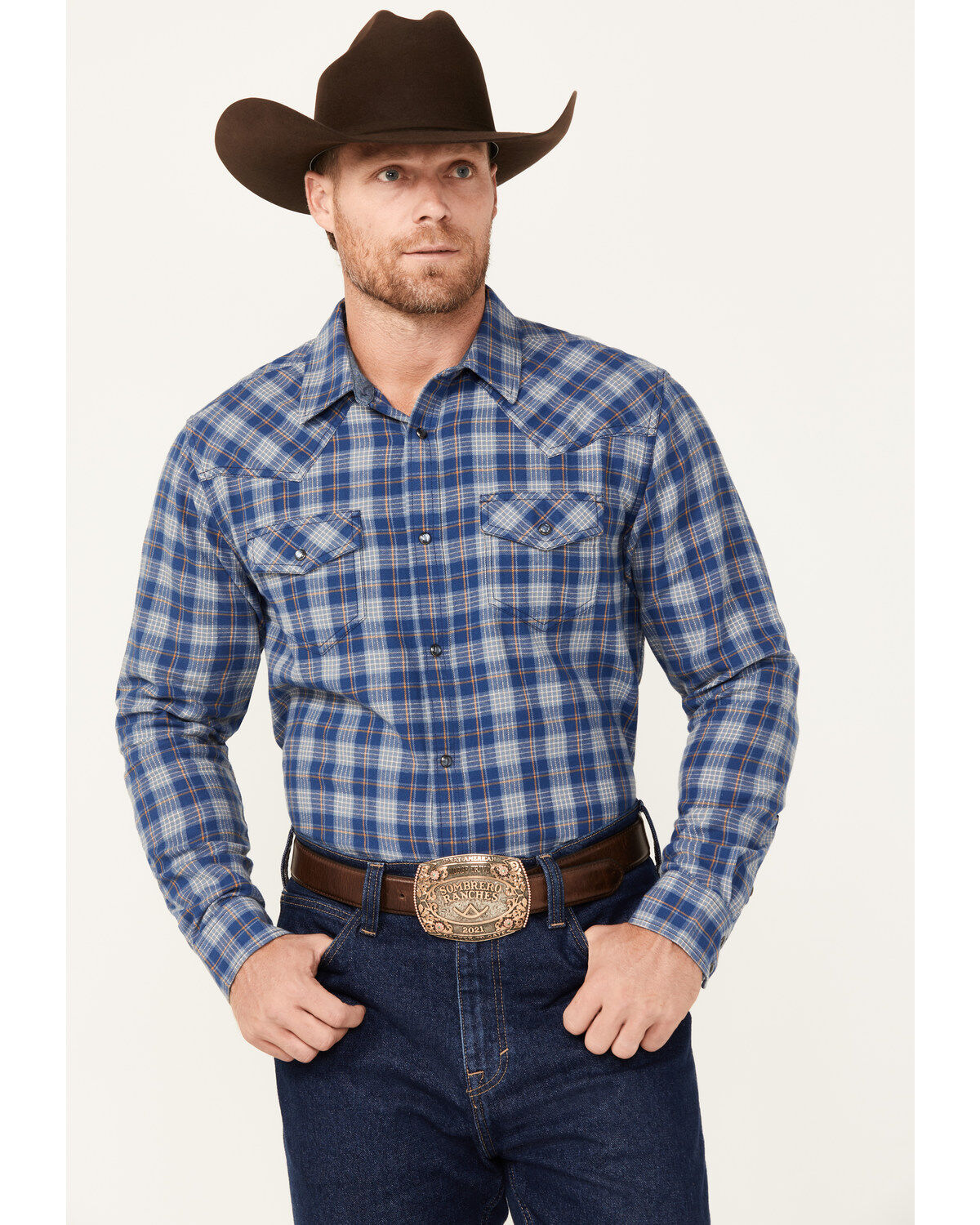 Cody James Men's Plaid Print Long Sleeve Pearl Snap Western Shirt - Big