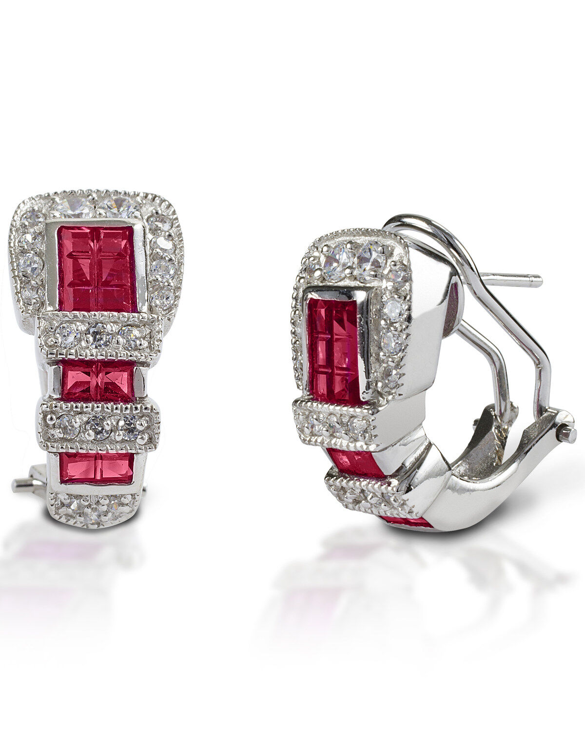 Kelly Herd Women's Red Ranger Style Buckle Earrings