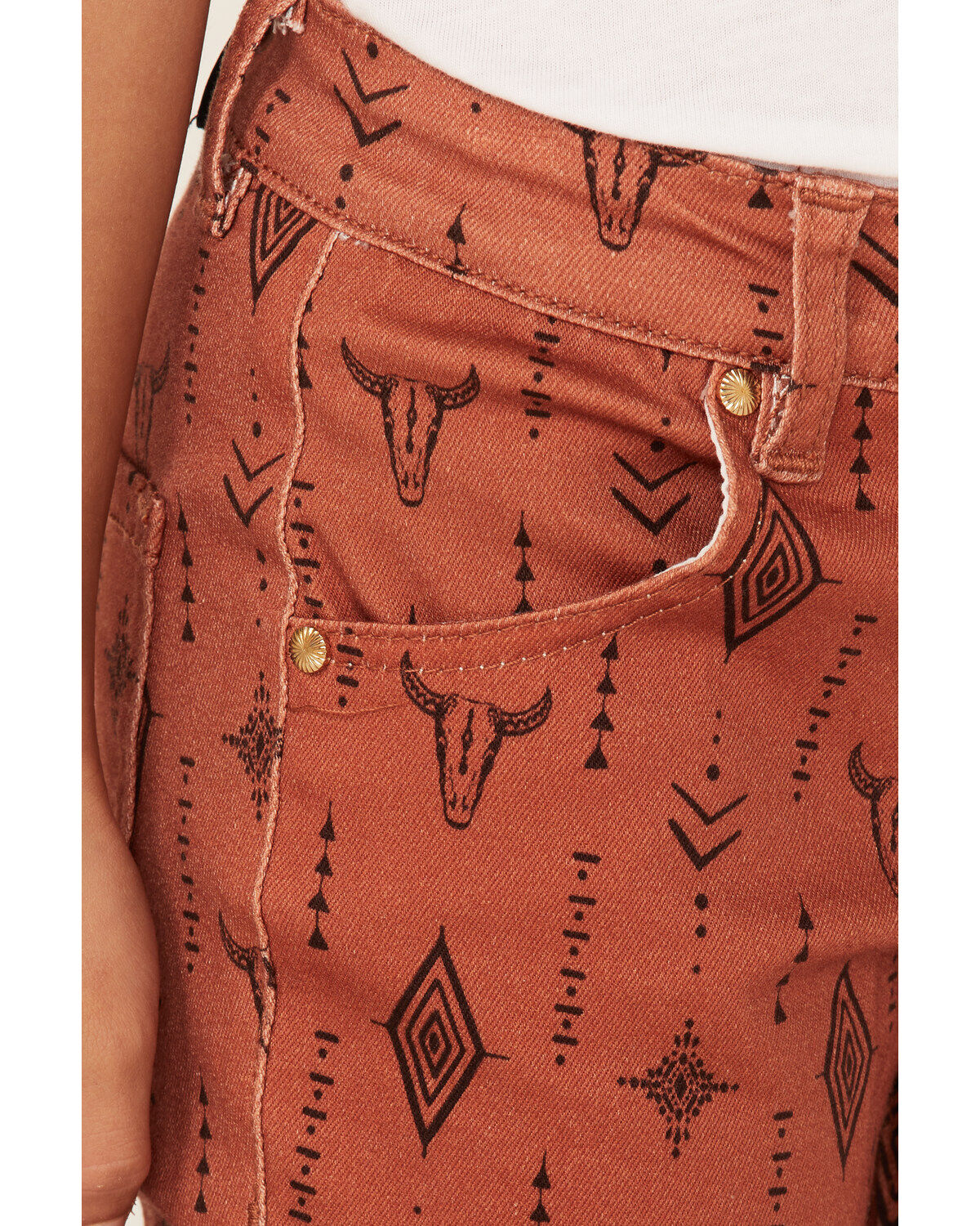 Ranch Dress'n Girls' Southwestern Steerhead Print Stretch Super Flare Jeans