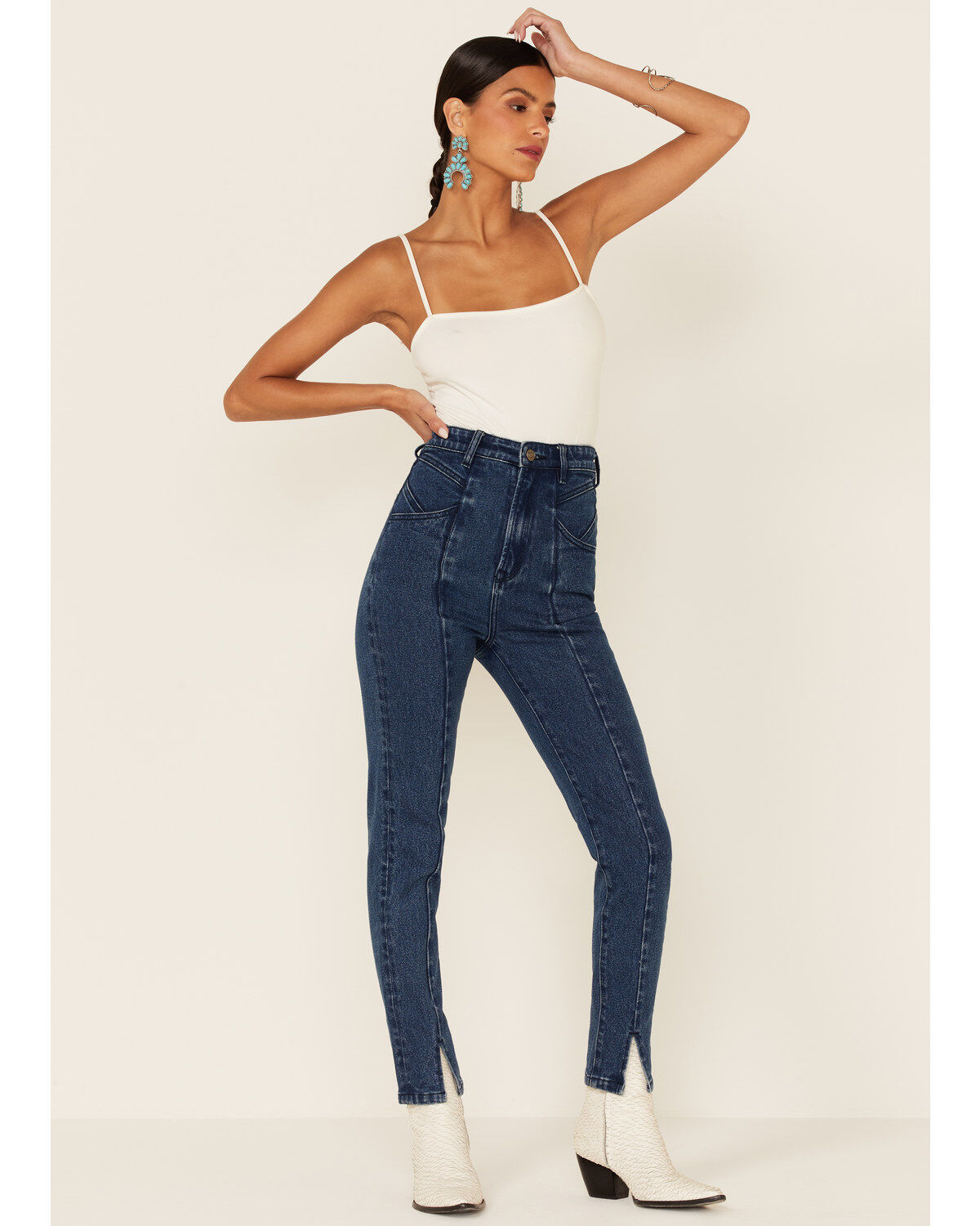 Wishlist Women's Dark Wash Acid Fading High Rise Skinny Jeans