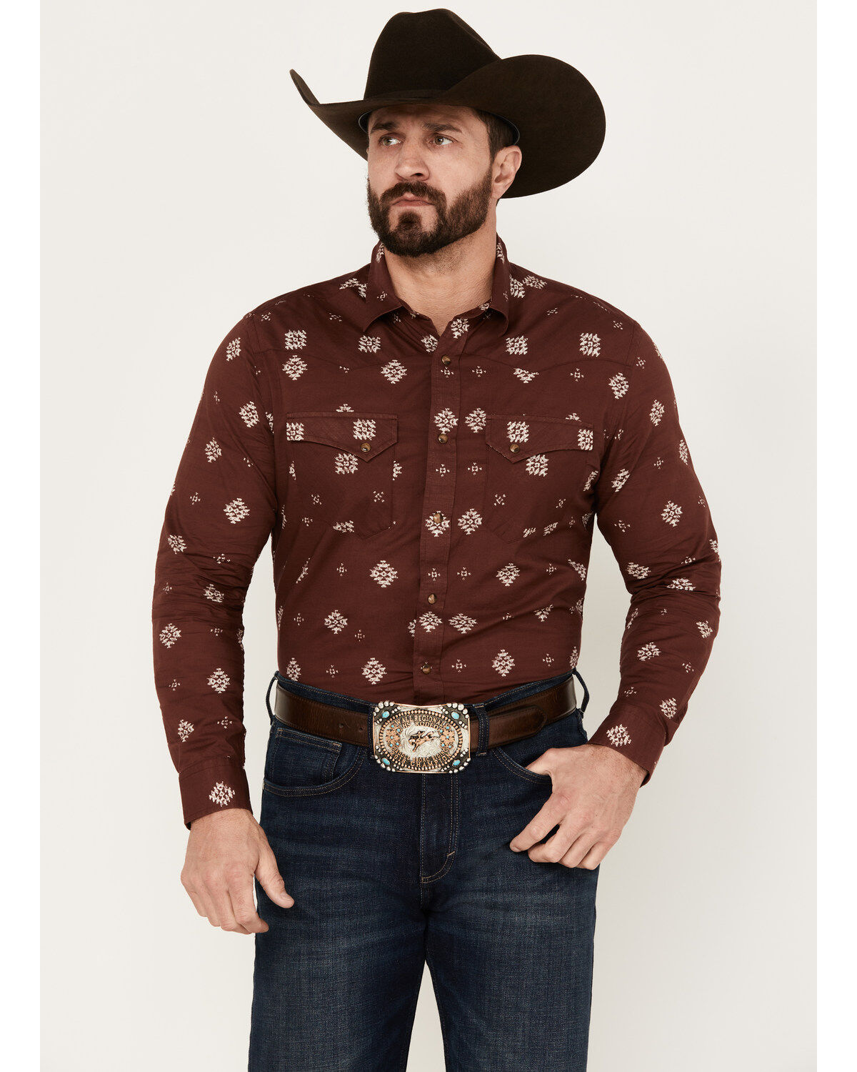 Pendleton Men's Laramie Diamond Print Long Sleeve Western Snap Shirt